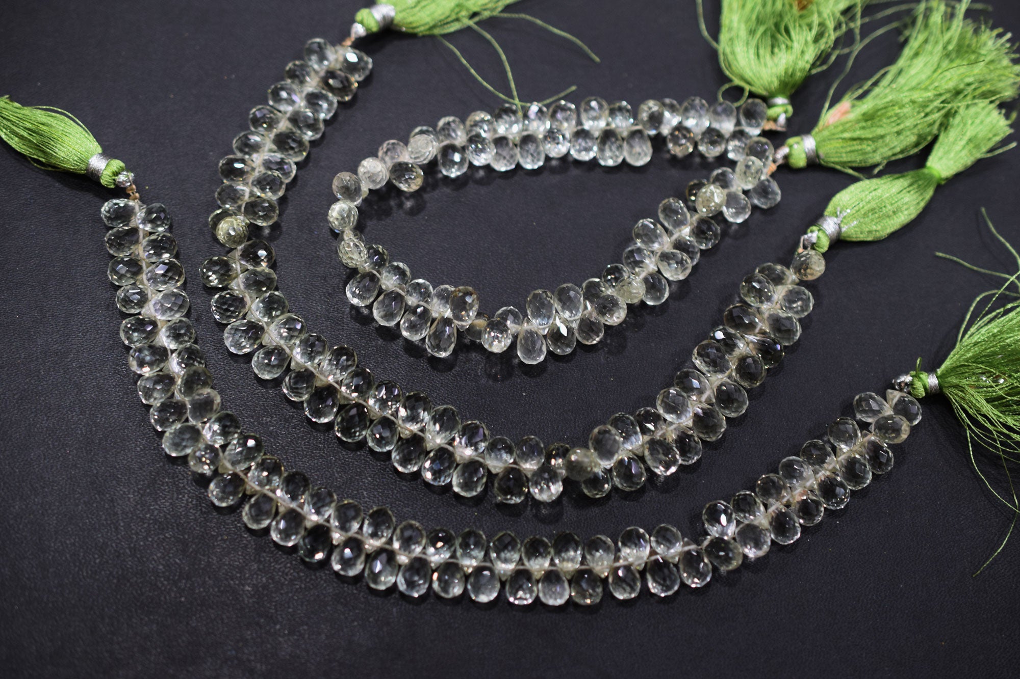 Natural Green Amethyst Faceted Tear Drops Shape Briolettes , Sold By Strand , 6.00x9.00 mm , 8 Inches , BL- 6711