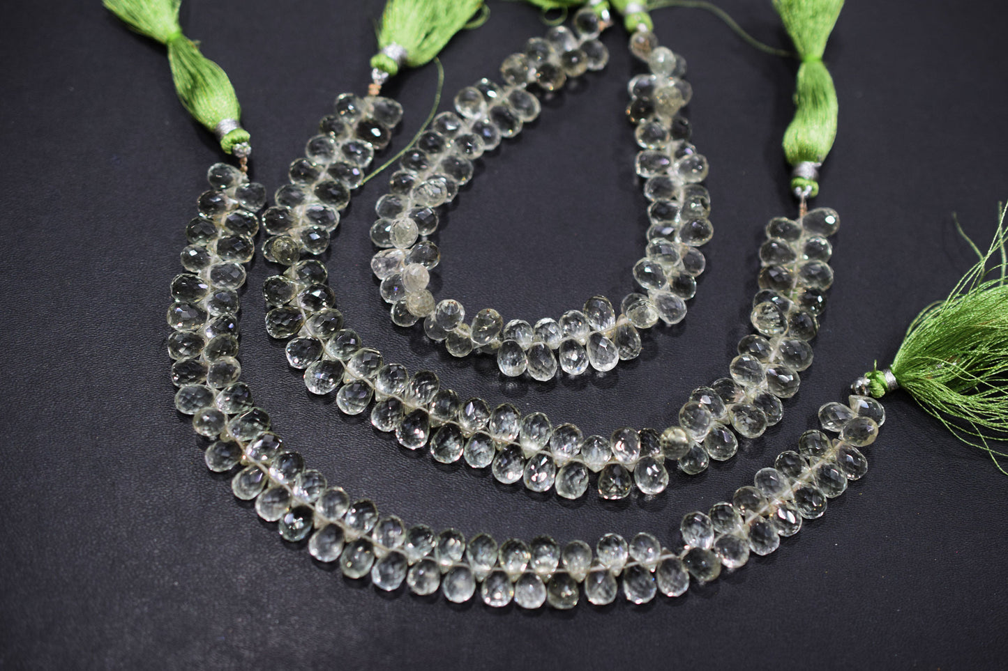 Natural Green Amethyst Faceted Tear Drops Shape Briolettes , Sold By Strand , 6.00x9.00 mm , 8 Inches , BL- 6711