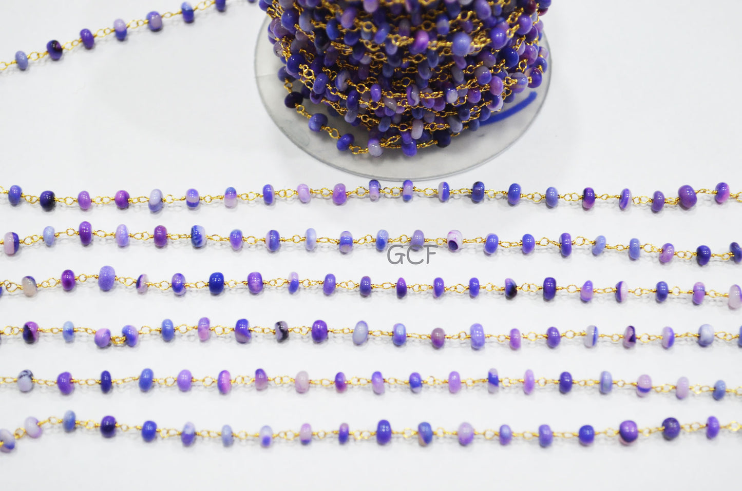 Lavender Blue Opal Smooth Rondelle Shape Rosary Beaded Chain , Lavender Blue Opal Wire Wrapped Chain , 3.50 - 4 mm , 6761