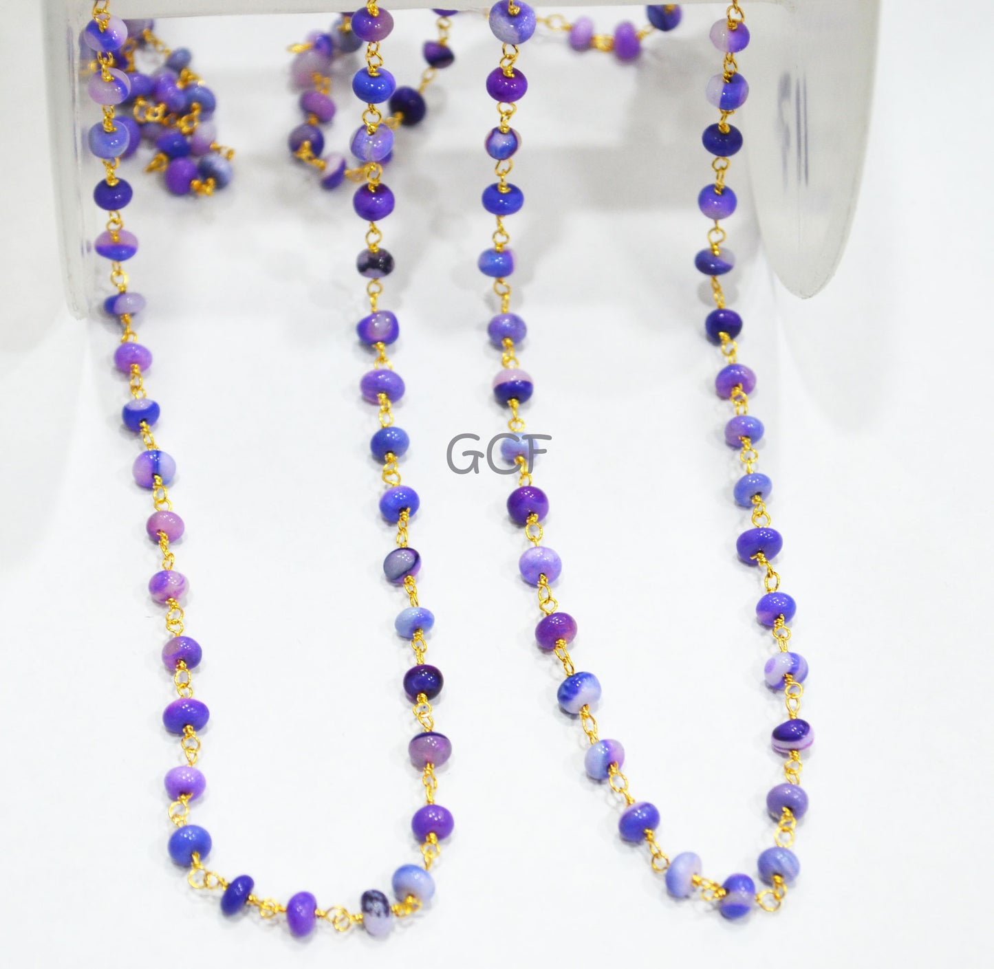 Lavender Blue Opal Smooth Rondelle Shape Rosary Beaded Chain , Lavender Blue Opal Wire Wrapped Chain , 3.50 - 4 mm , 6761