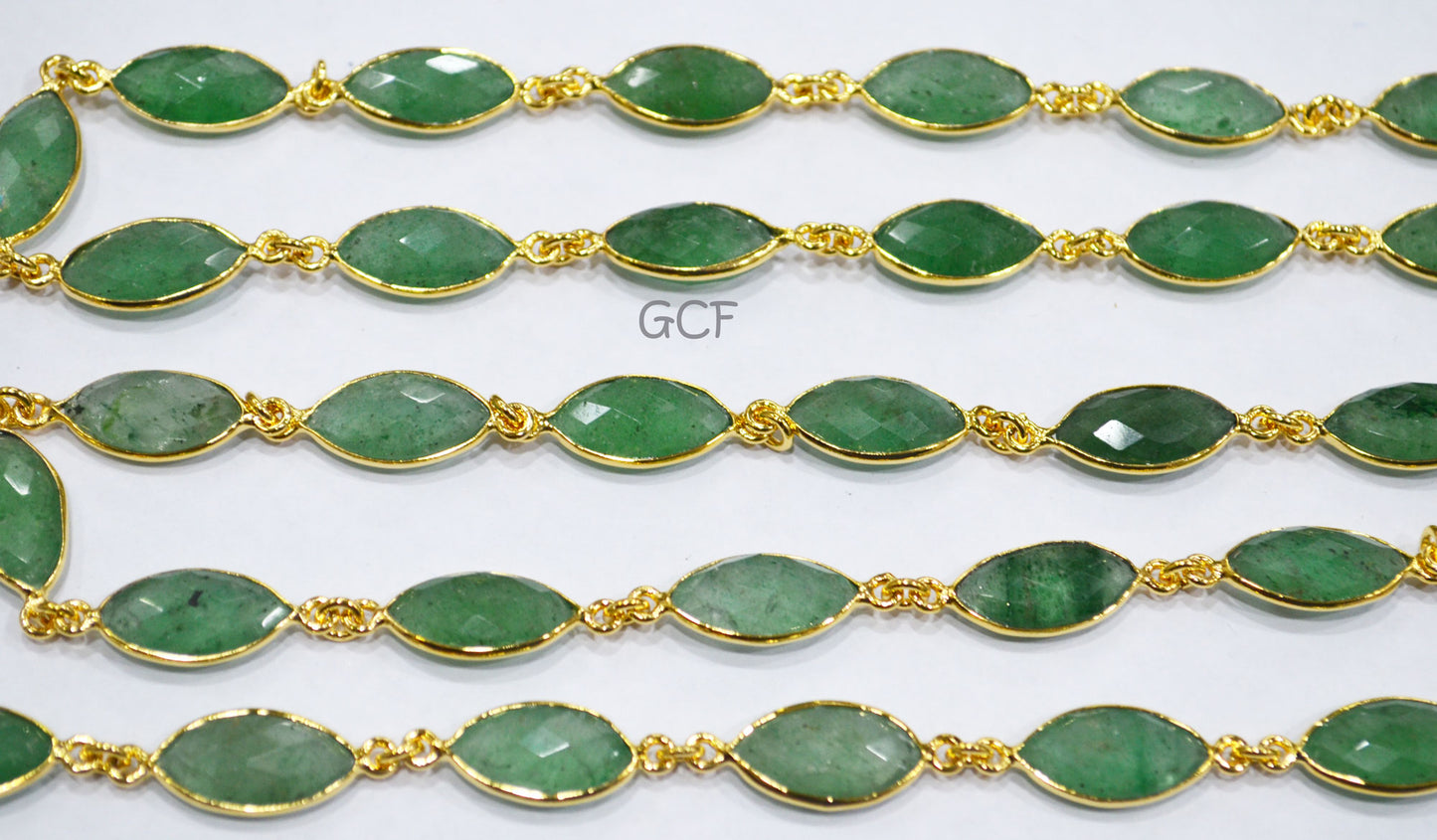 Green Strawberry Quartz Faceted Marquise Shape Connector Chain , Strawberry Quartz Marquise Bezel Link Chain , 9x17 mm , 6819