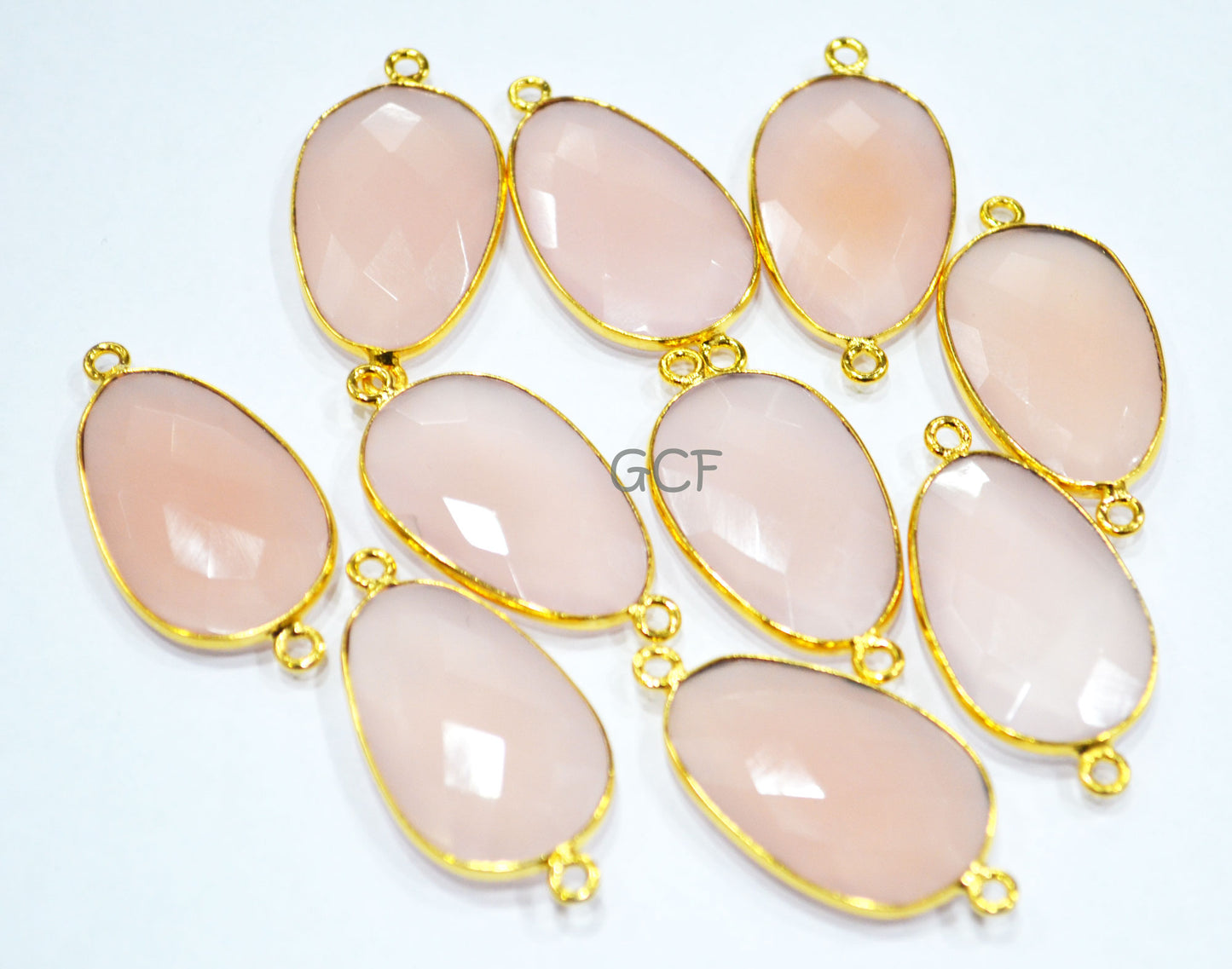 Rose Chalcedony Faceted Free Form Slice Shape Connector , Rose Chalcedony Double Bail Bezel Connector , Sold By Piece , 17x26 mm , RB-6833