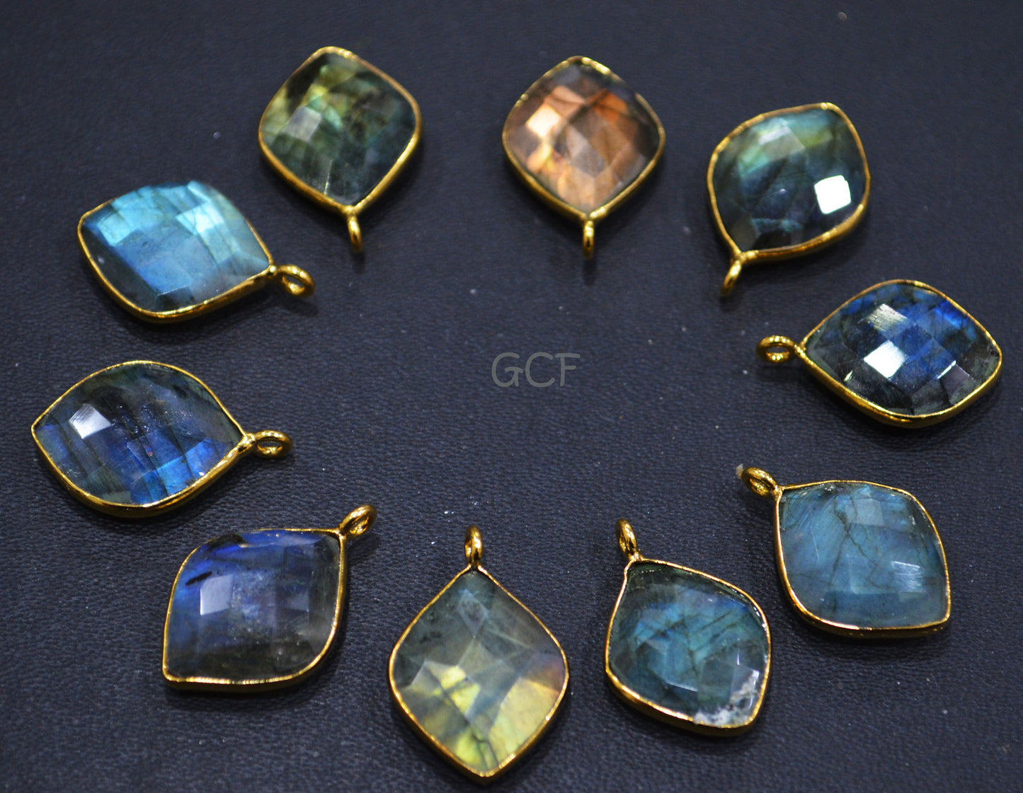 Flashy Labradorite Faceted Dew Drops Shape Connector , Labradorite Single Bail Bezel Connector , Sold By Piece , 15x18 mm , RB-6834