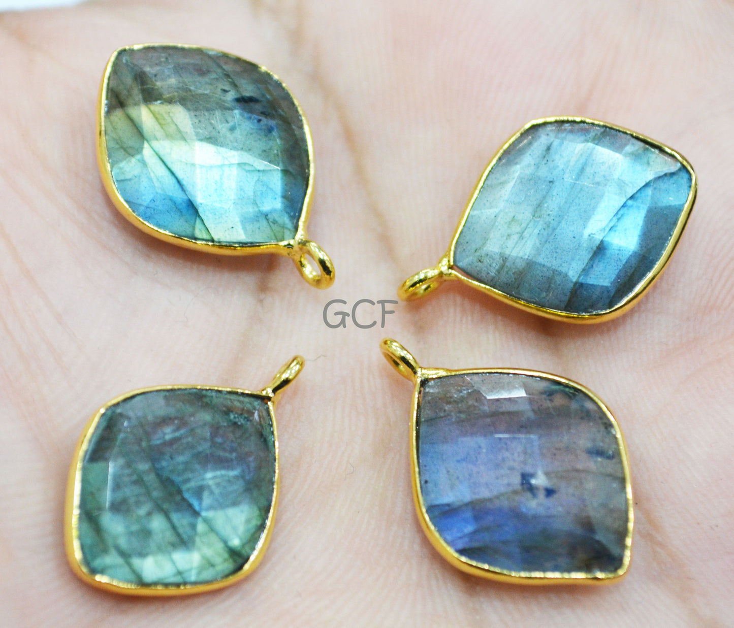 Flashy Labradorite Faceted Dew Drops Shape Connector , Labradorite Single Bail Bezel Connector , Sold By Piece , 15x18 mm , RB-6834