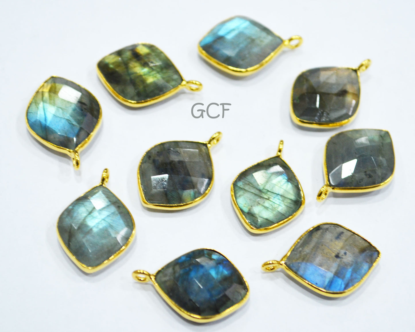 Flashy Labradorite Faceted Dew Drops Shape Connector , Labradorite Single Bail Bezel Connector , Sold By Piece , 15x18 mm , RB-6834