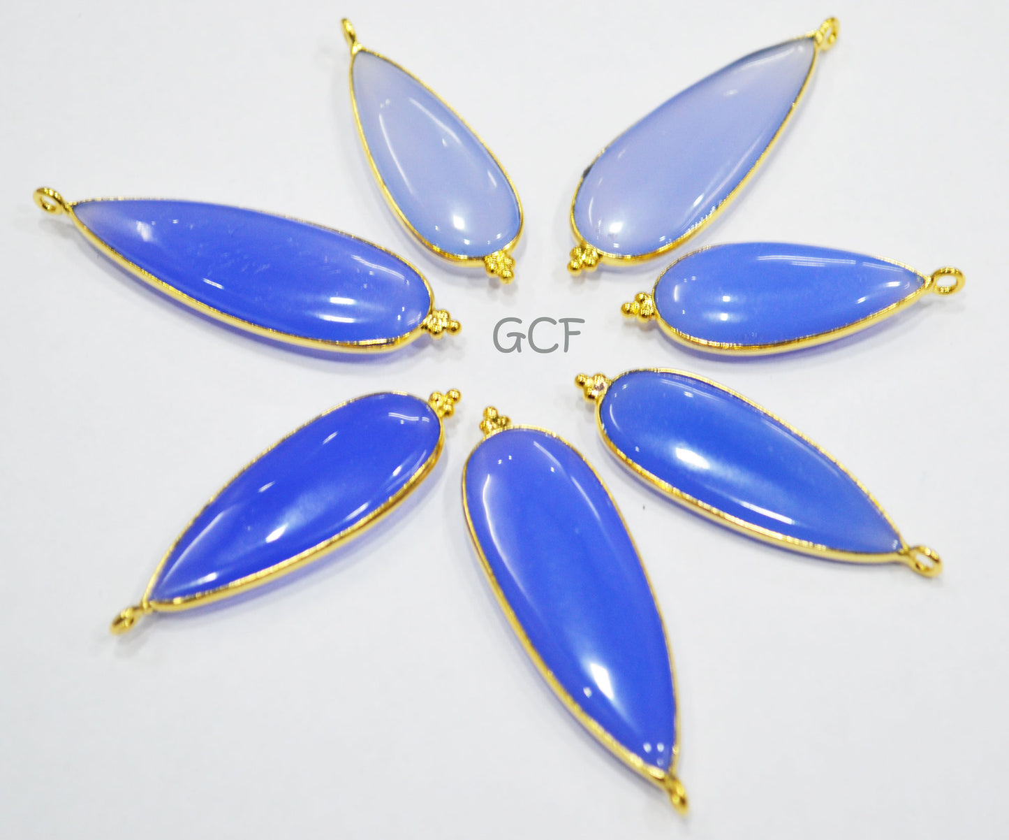 Blue Chalcedony Smooth Pear Shape Single Bail Connector , Blue Chalcedony Bezel Connector , Sold By Piece , 13x30 - 14x41 mm , RB-6836
