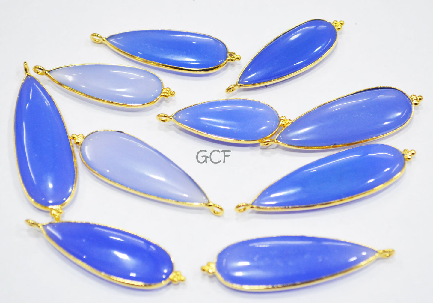 Blue Chalcedony Smooth Pear Shape Single Bail Connector , Blue Chalcedony Bezel Connector , Sold By Piece , 13x30 - 14x41 mm , RB-6836