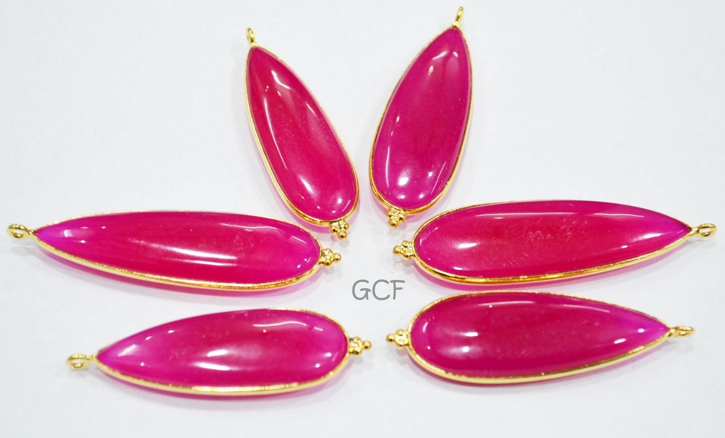 Hot Pink Chalcedony Smooth Pear Shape Single Bail Connector , Hot Pink Chalcedony Bezel Connector ,Sold By Piece , 15x42 - 15x50 mm ,RB-6837