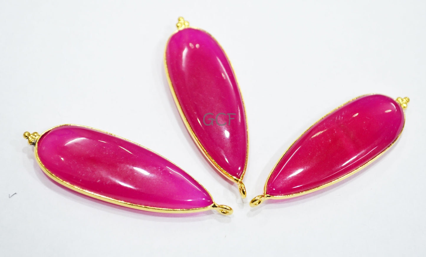 Hot Pink Chalcedony Smooth Pear Shape Single Bail Connector , Hot Pink Chalcedony Bezel Connector ,Sold By Piece , 15x42 - 15x50 mm ,RB-6837