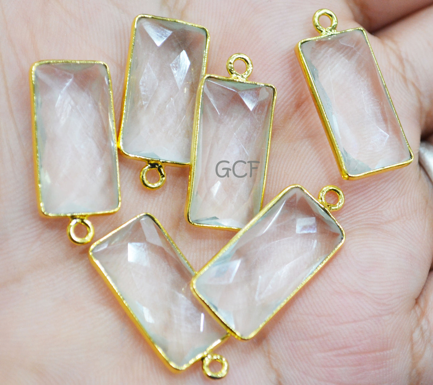 Crystal Faceted Baguette Shape Connector , Crystal Baguette Shape Single Bail Bezel Connector , Sold By Piece , 11x21 mm , RB-6839