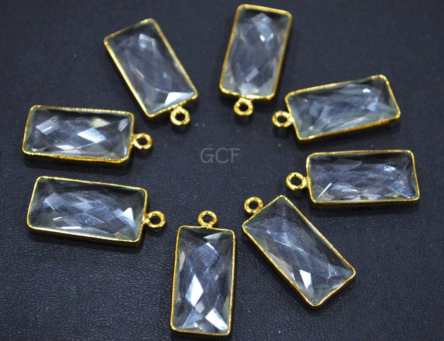 Crystal Faceted Baguette Shape Connector , Crystal Baguette Shape Single Bail Bezel Connector , Sold By Piece , 11x21 mm , RB-6839