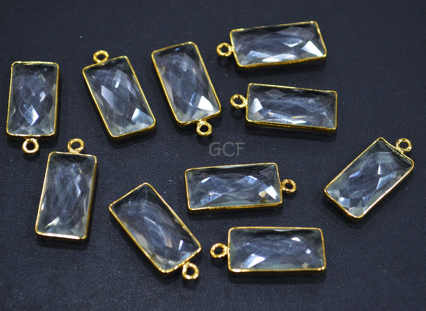 Crystal Faceted Baguette Shape Connector , Crystal Baguette Shape Single Bail Bezel Connector , Sold By Piece , 11x21 mm , RB-6839