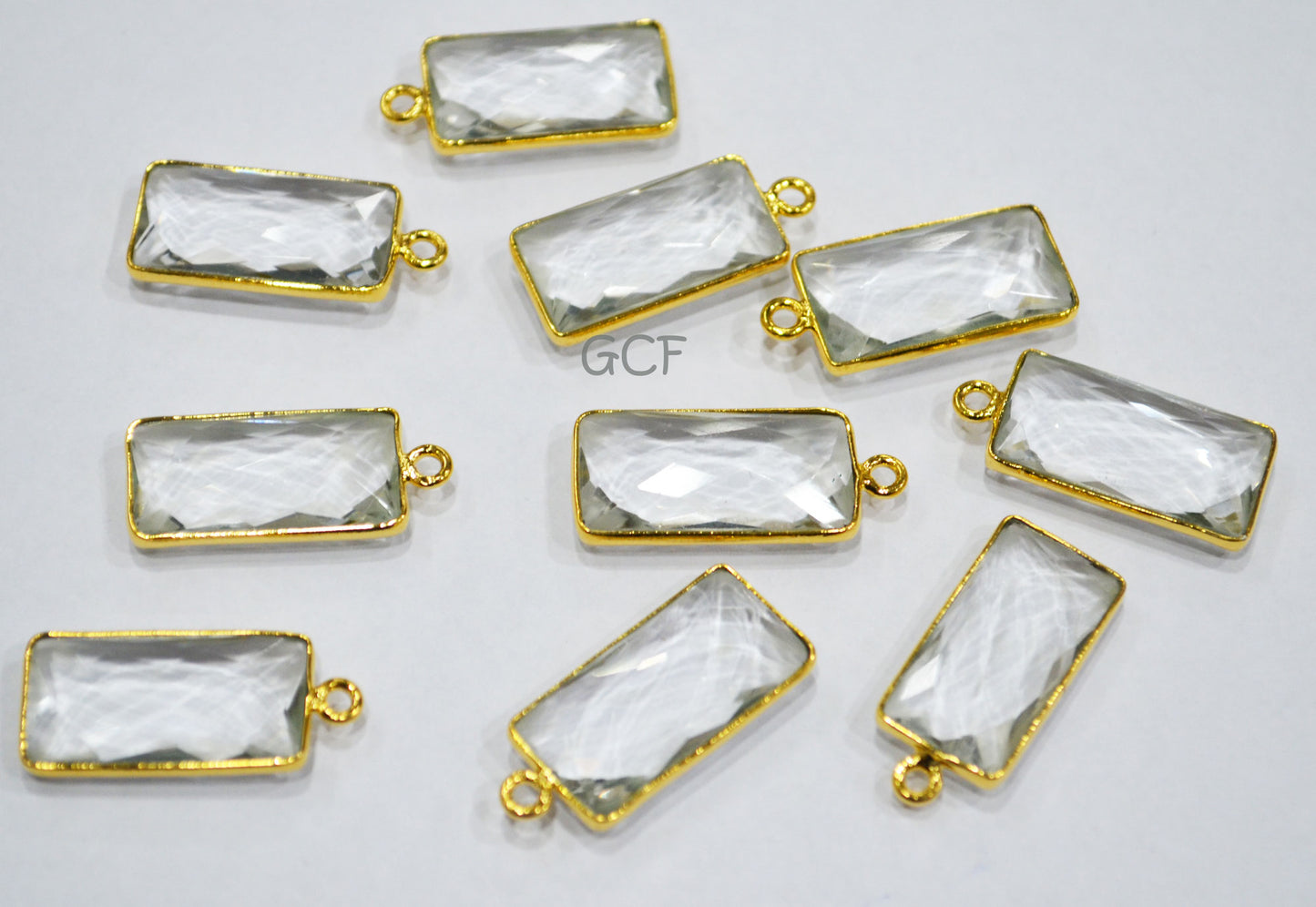 Crystal Faceted Baguette Shape Connector , Crystal Baguette Shape Single Bail Bezel Connector , Sold By Piece , 11x21 mm , RB-6839
