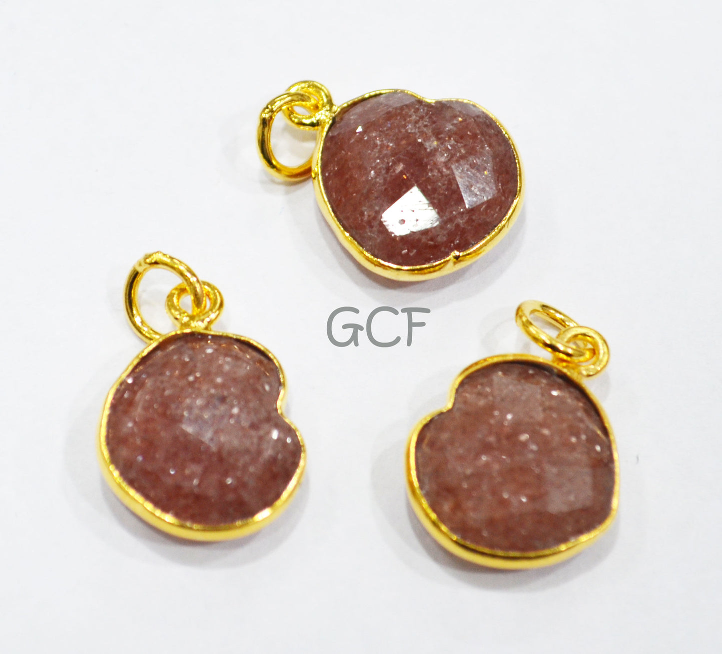 Strawberry Quartz Faceted Heart Shape Connector , Strawberry Quartz Heart Shape Single Bail Bezel Connector , Sold By Piece , 13 mm ,RB-6847