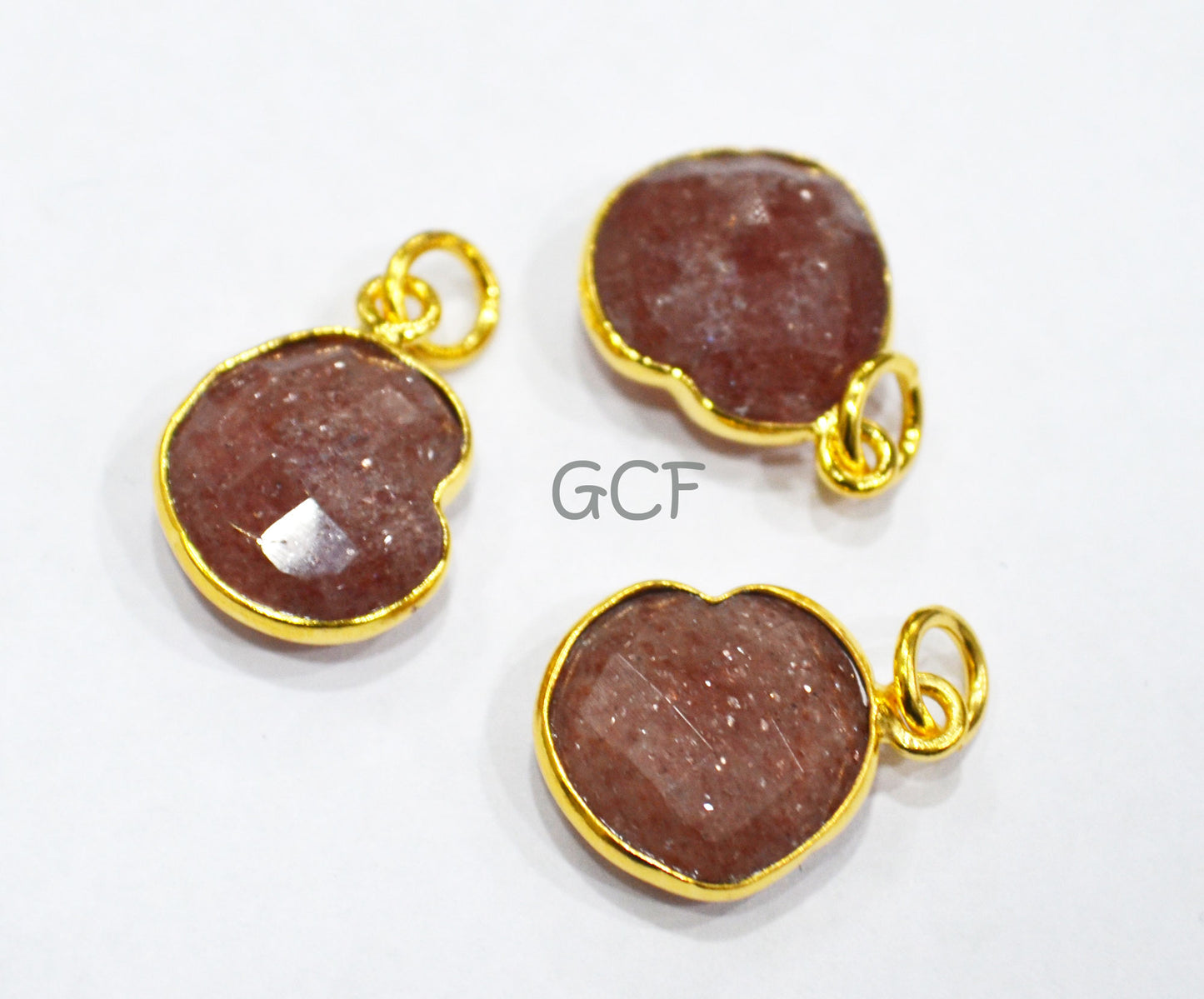 Strawberry Quartz Faceted Heart Shape Connector , Strawberry Quartz Heart Shape Single Bail Bezel Connector , Sold By Piece , 13 mm ,RB-6847