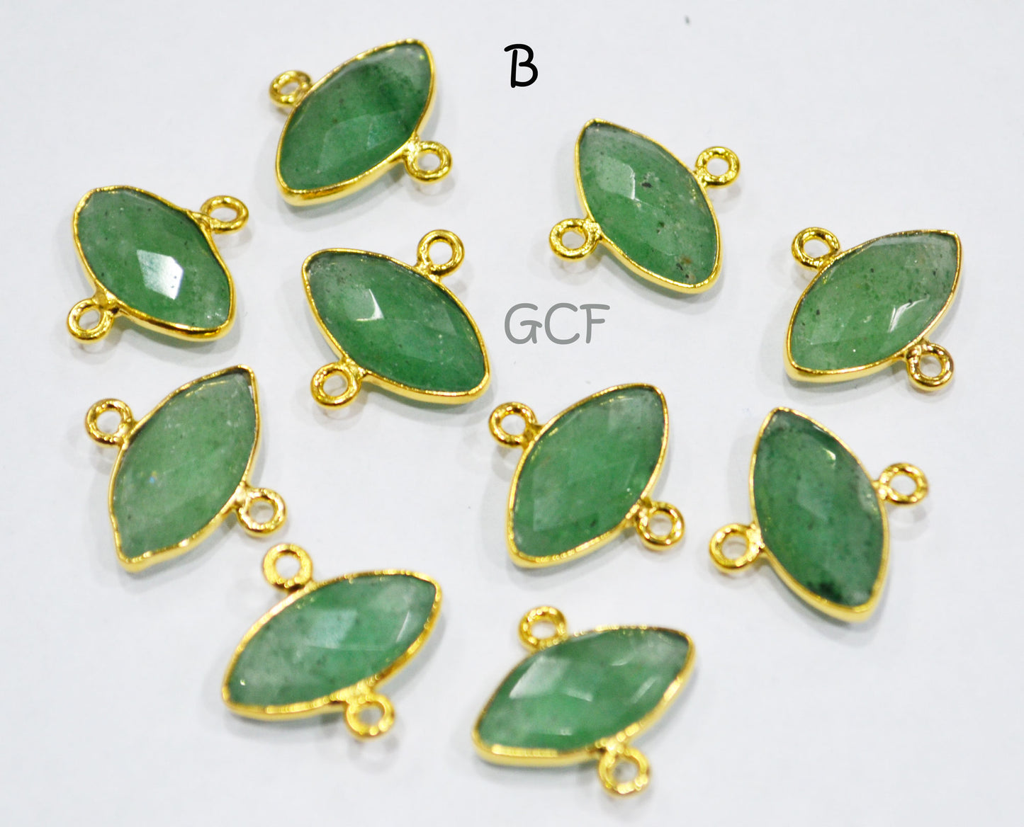 Green Strawberry Quartz Faceted Marquise Shape Connector , Green Strawberry Quartz Bezel Connector , Sold By Piece , 9x17 mm , RB-6852