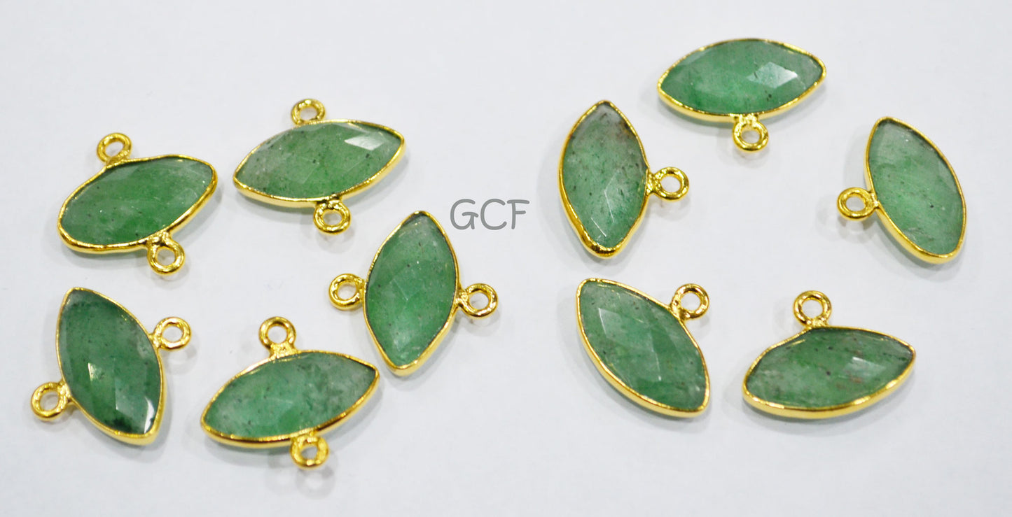 Green Strawberry Quartz Faceted Marquise Shape Connector , Green Strawberry Quartz Bezel Connector , Sold By Piece , 9x17 mm , RB-6852