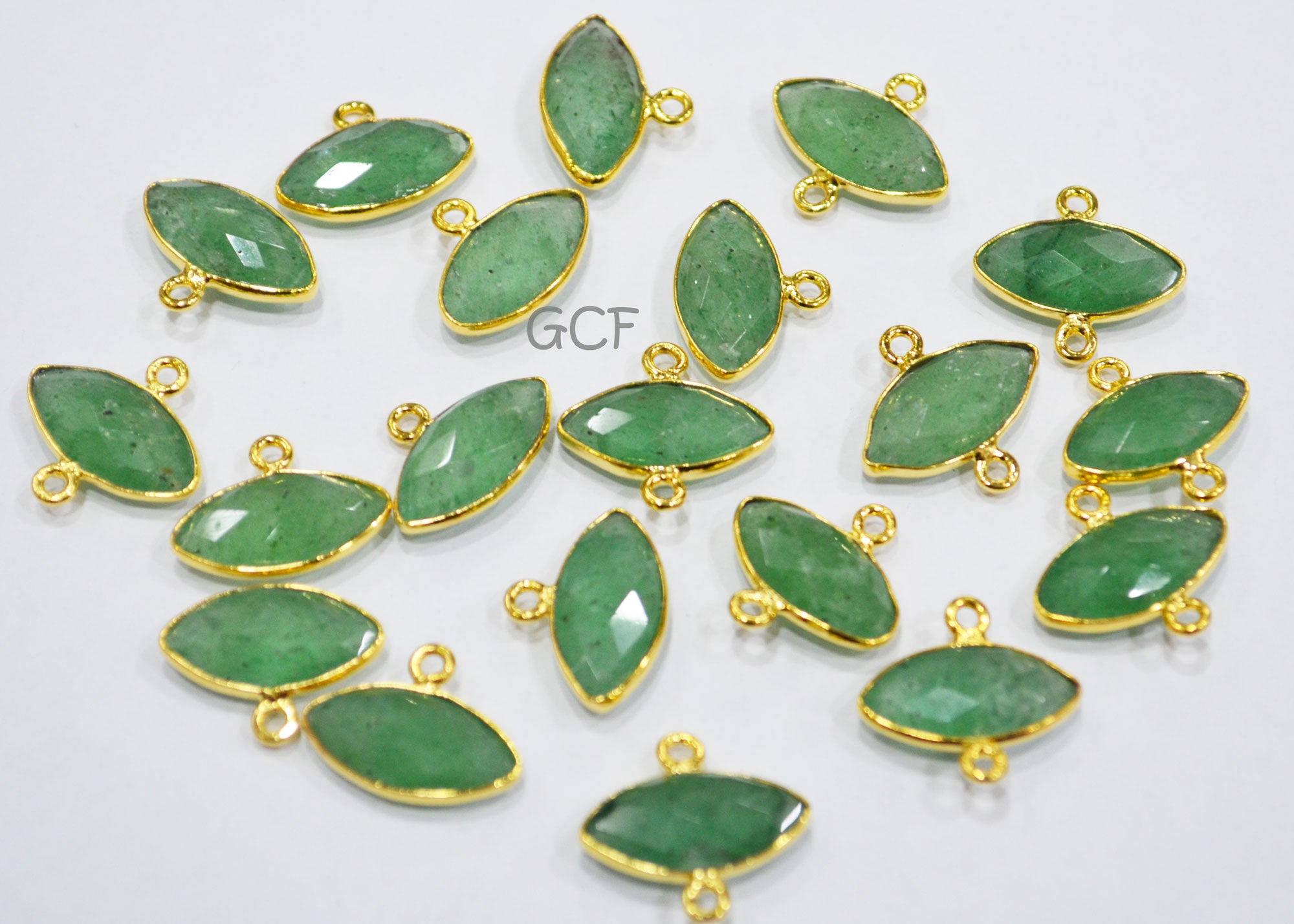 Green Strawberry Quartz Faceted Marquise Shape Connector , Green Strawberry Quartz Bezel Connector , Sold By Piece , 9x17 mm , RB-6852