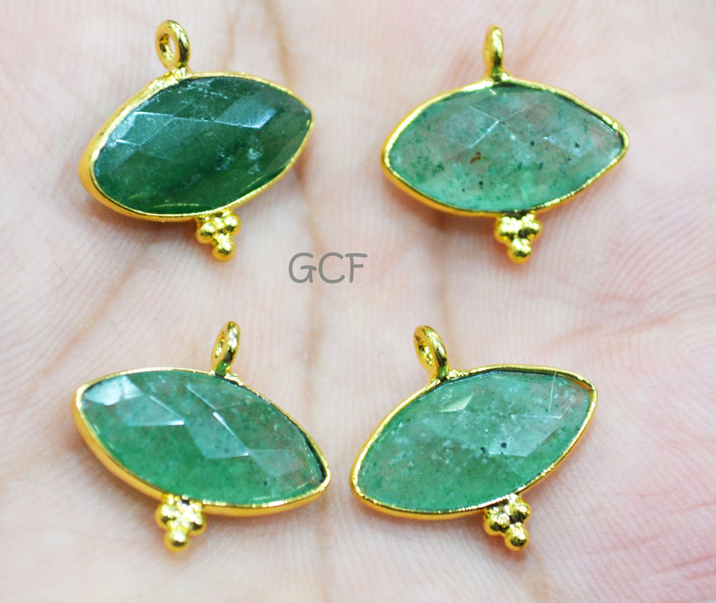 Green Strawberry Quartz Faceted Marquise Shape Connector , Green Strawberry Quartz Bezel Connector , Sold By Piece , 12x17 mm , RB-6853