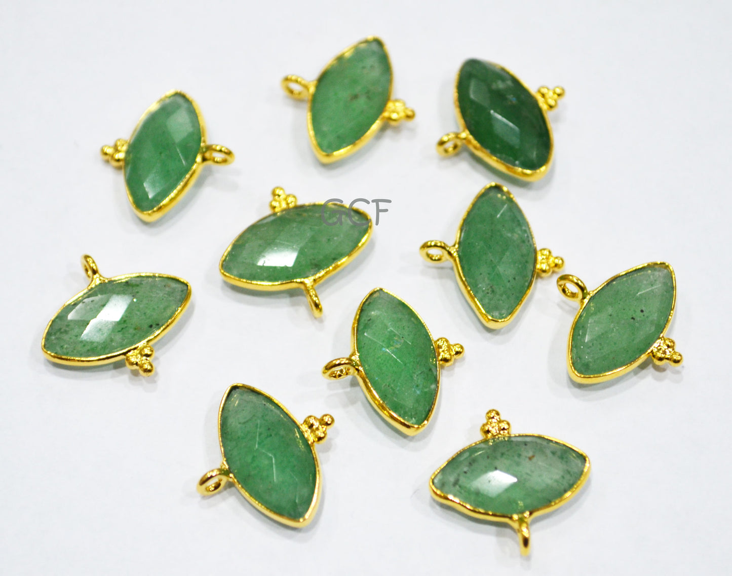 Green Strawberry Quartz Faceted Marquise Shape Connector , Green Strawberry Quartz Bezel Connector , Sold By Piece , 12x17 mm , RB-6853