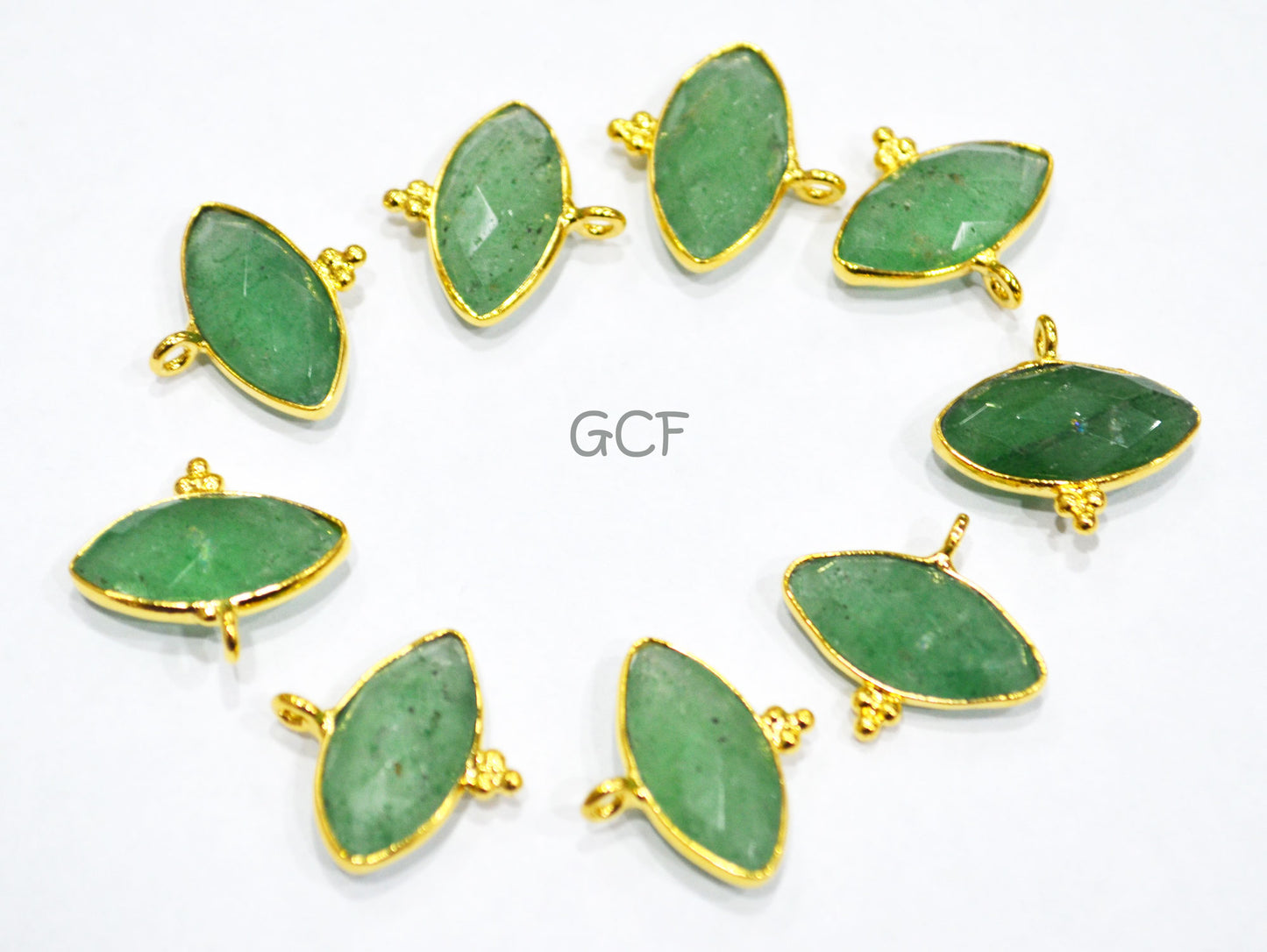 Green Strawberry Quartz Faceted Marquise Shape Connector , Green Strawberry Quartz Bezel Connector , Sold By Piece , 12x17 mm , RB-6853