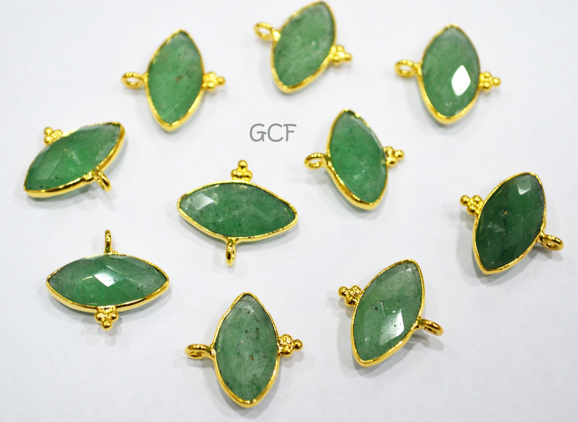 Green Strawberry Quartz Faceted Marquise Shape Connector , Green Strawberry Quartz Bezel Connector , Sold By Piece , 12x17 mm , RB-6853