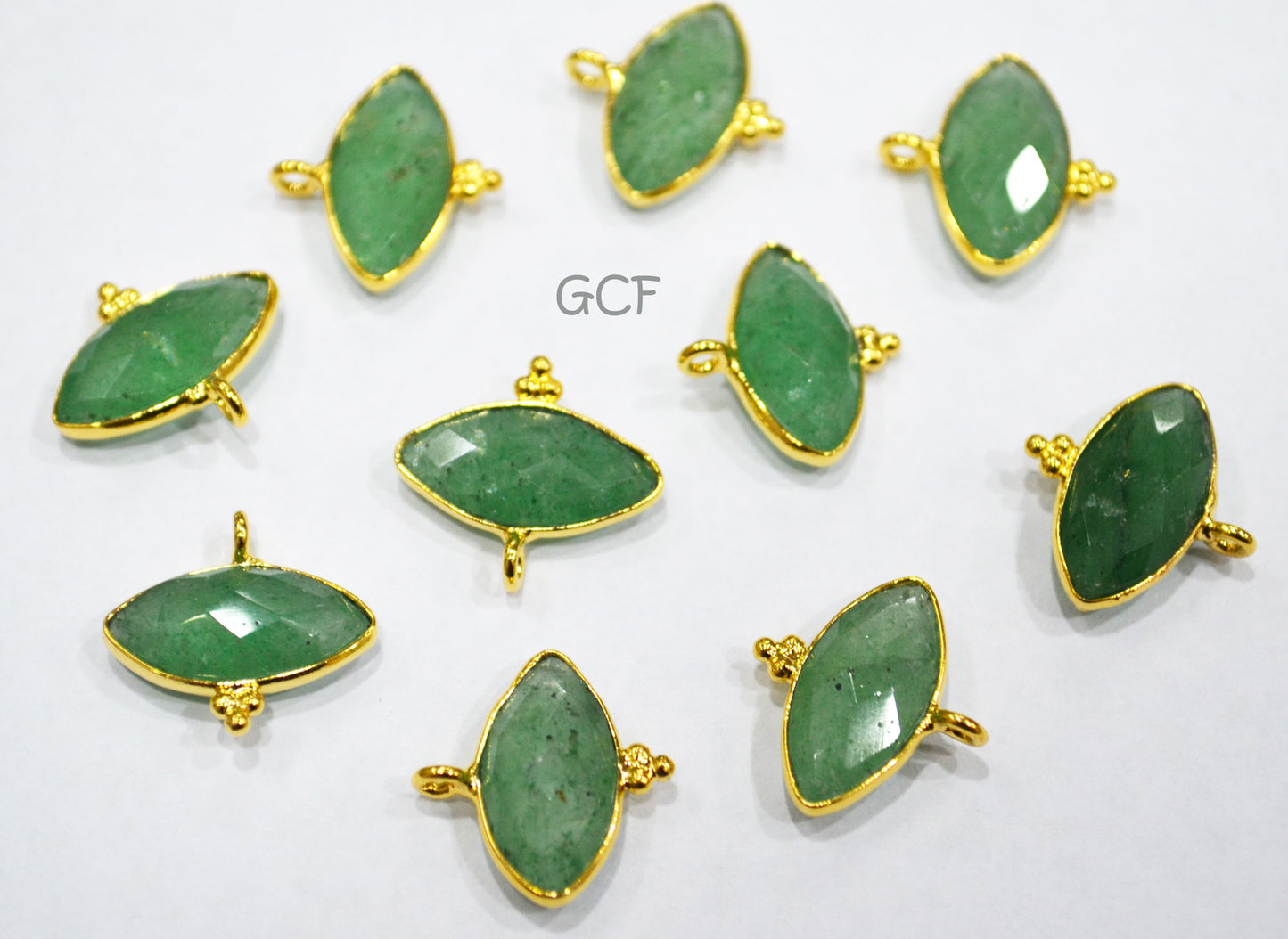 Green Strawberry Quartz Faceted Marquise Shape Connector , Green Strawberry Quartz Bezel Connector , Sold By Piece , 12x17 mm , RB-6853