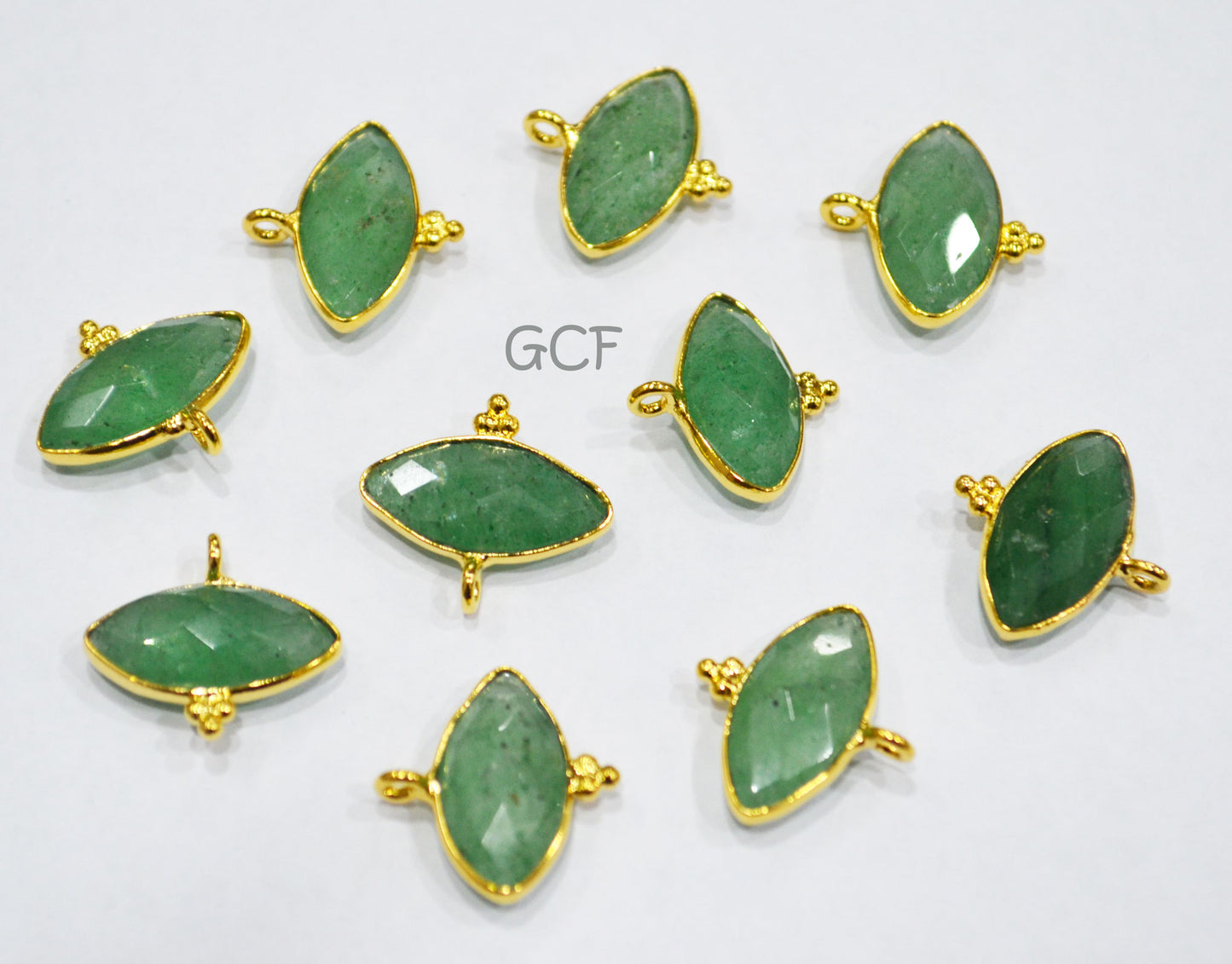 Green Strawberry Quartz Faceted Marquise Shape Connector , Green Strawberry Quartz Bezel Connector , Sold By Piece , 12x17 mm , RB-6853