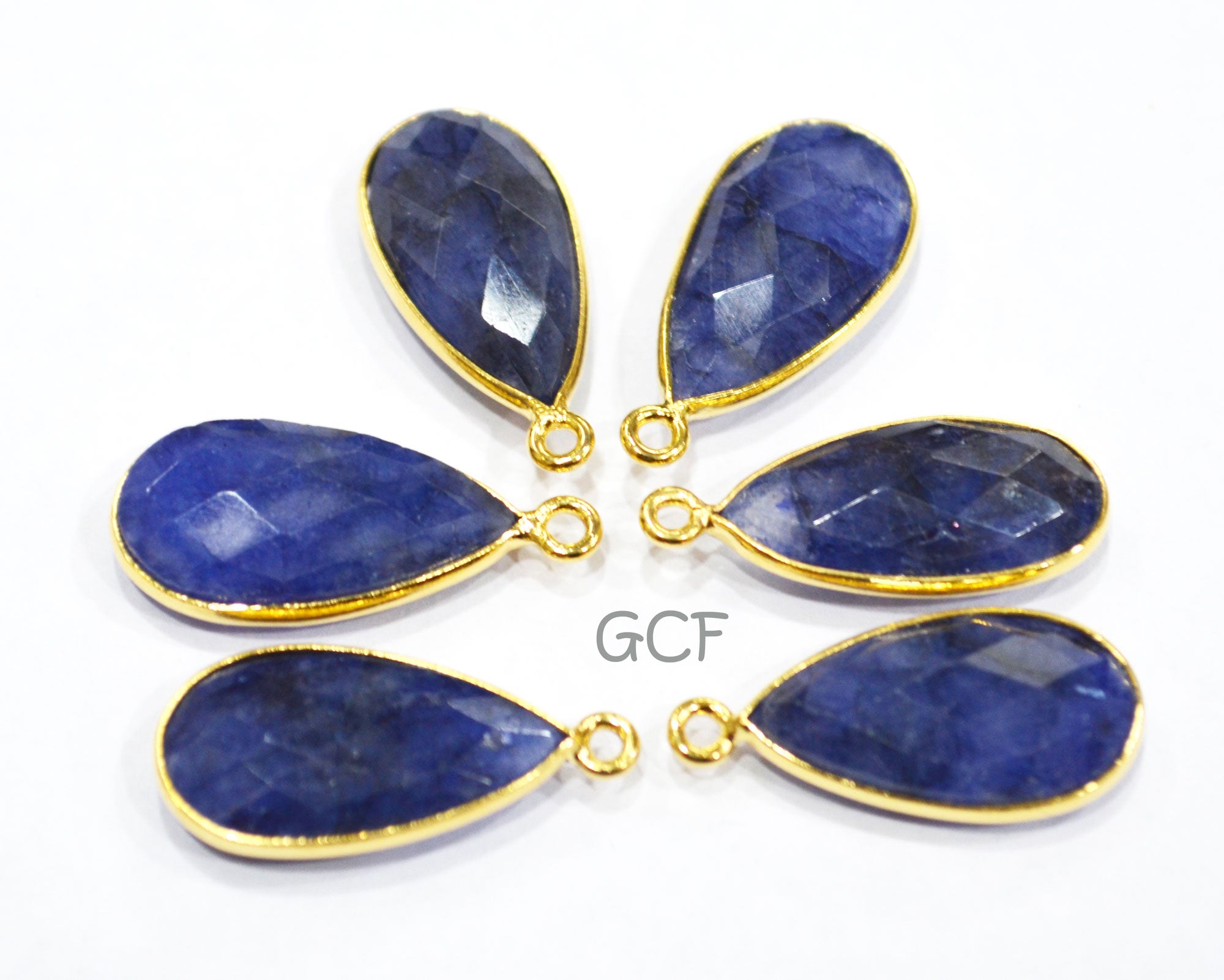 Beryl Sapphire Faceted Pear Shape Connector , Beryl Sapphire Single Bail Pear Shape Bezel Connector , Sold By Piece , 11x20 mm , RB-6854