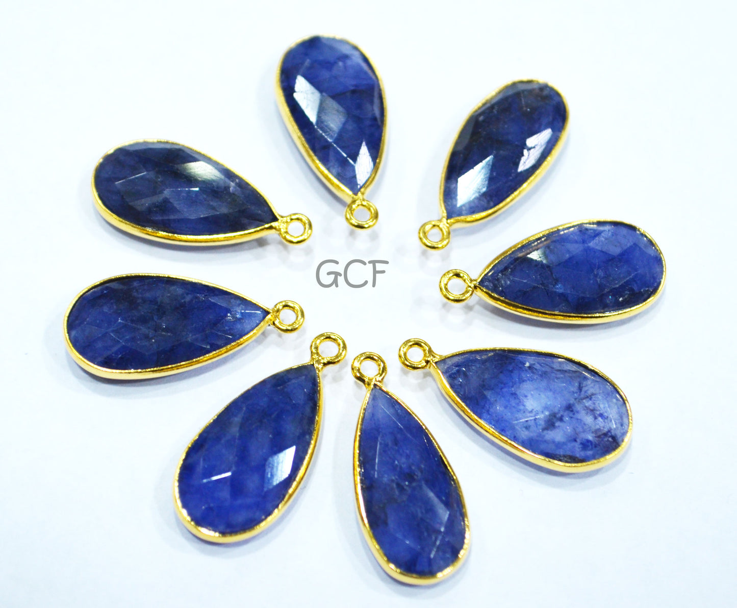 Beryl Sapphire Faceted Pear Shape Connector , Beryl Sapphire Single Bail Pear Shape Bezel Connector , Sold By Piece , 11x20 mm , RB-6854