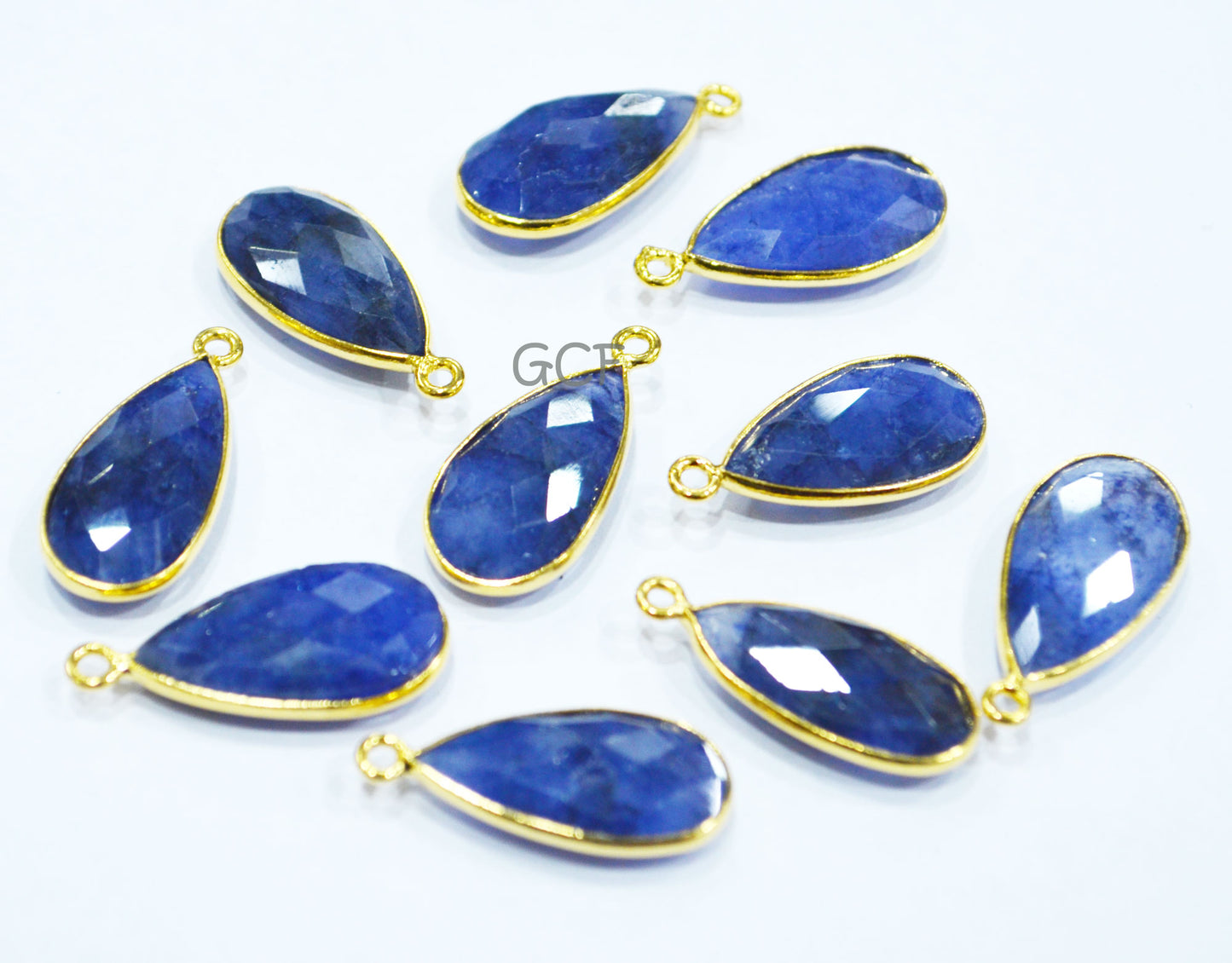 Beryl Sapphire Faceted Pear Shape Connector , Beryl Sapphire Single Bail Pear Shape Bezel Connector , Sold By Piece , 11x20 mm , RB-6854