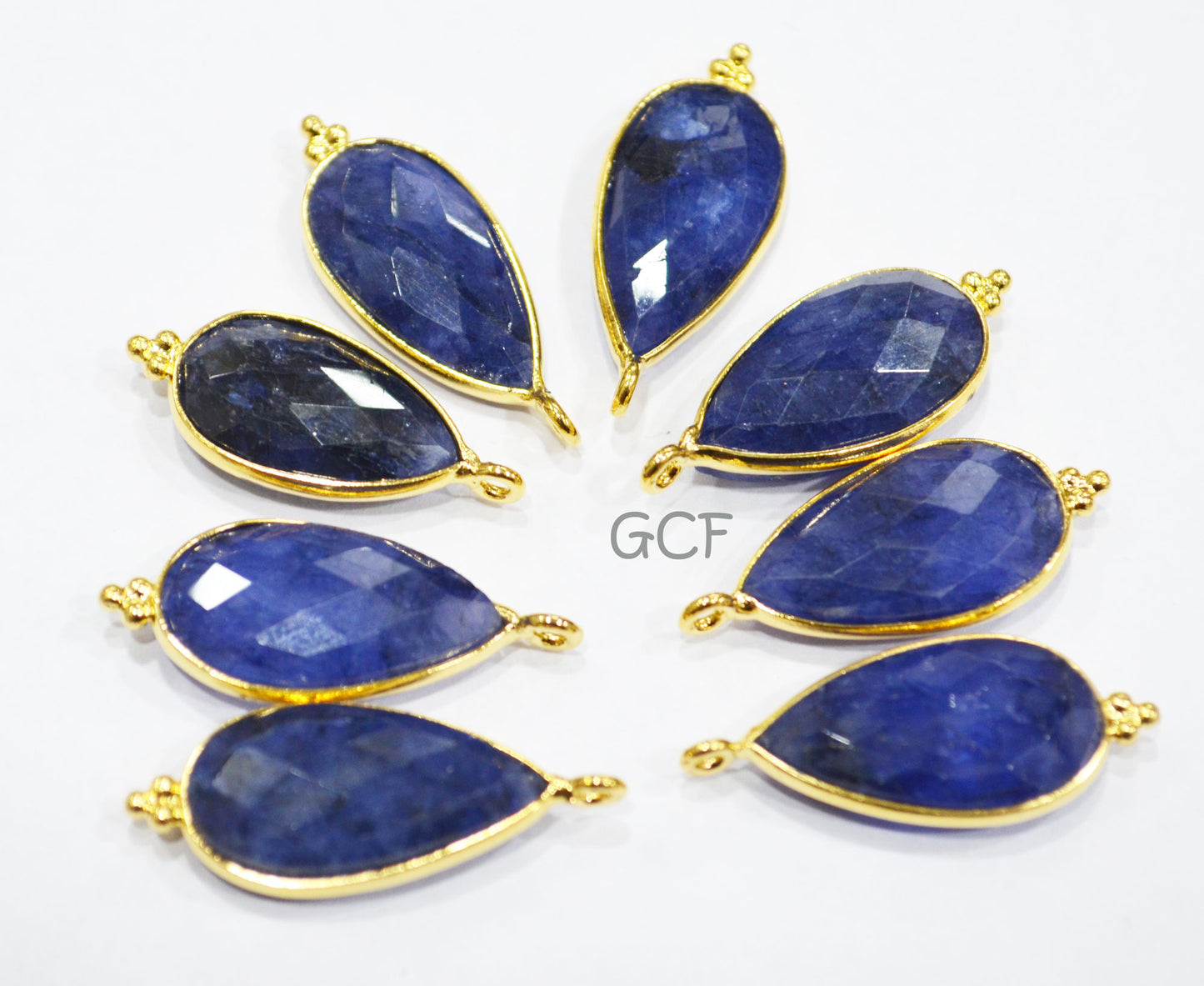 Beryl Sapphire Faceted Pear Shape Connector , Beryl Sapphire Single Bail Pear Shape Bezel Connector , Sold By Piece , 11x24 mm , RB-6855