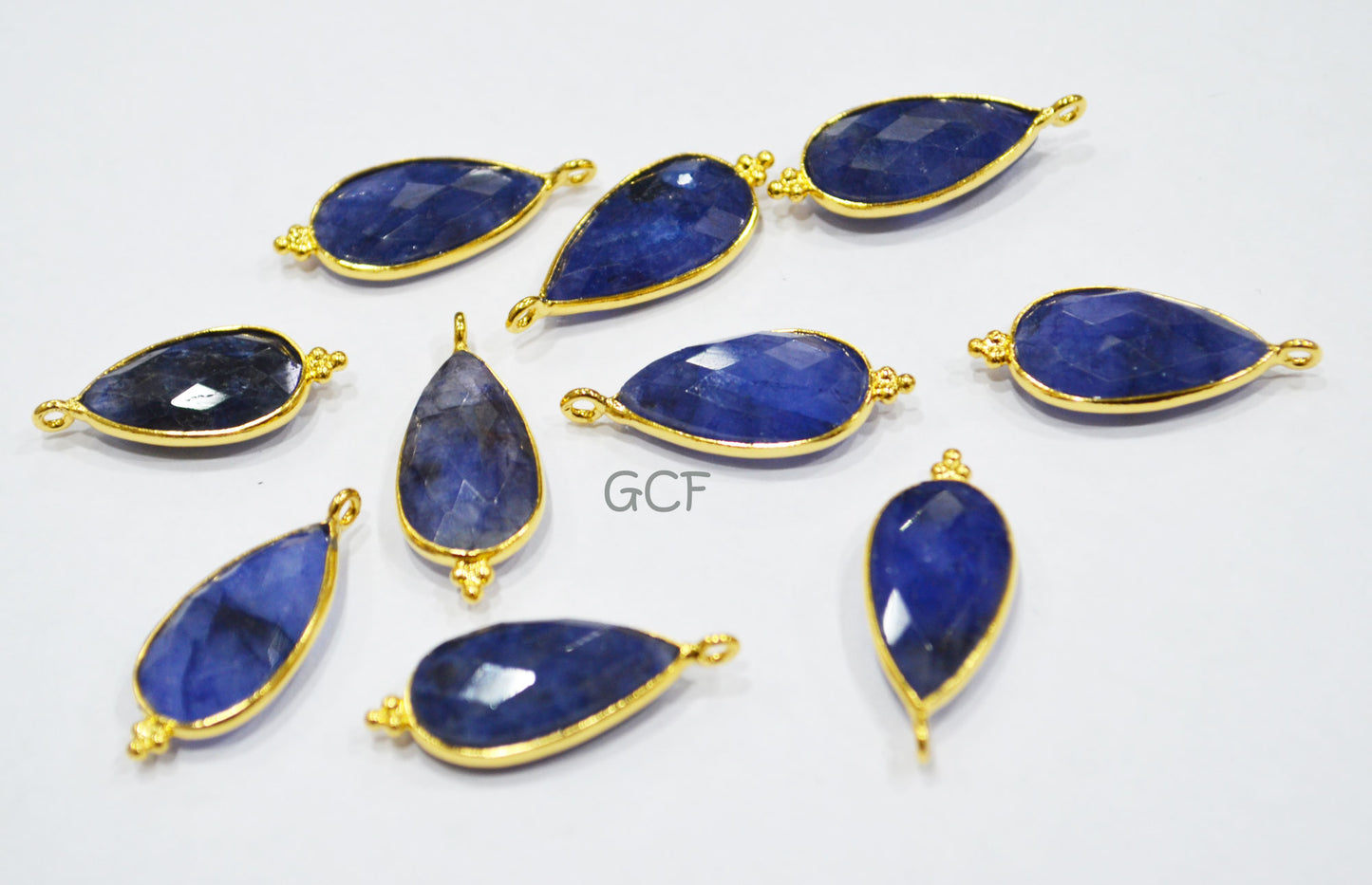 Beryl Sapphire Faceted Pear Shape Connector , Beryl Sapphire Single Bail Pear Shape Bezel Connector , Sold By Piece , 11x24 mm , RB-6855