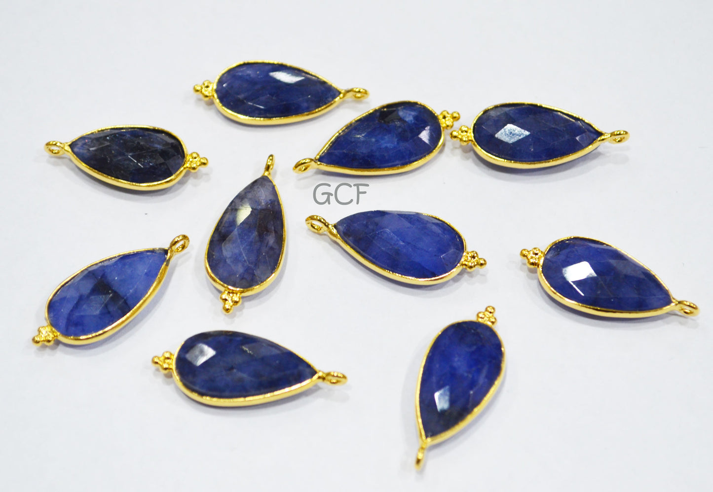 Beryl Sapphire Faceted Pear Shape Connector , Beryl Sapphire Single Bail Pear Shape Bezel Connector , Sold By Piece , 11x24 mm , RB-6855