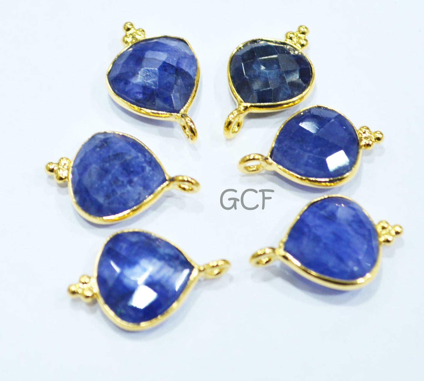Beryl Sapphire Faceted Heart Shape Connector , Beryl Sapphire Single Bail Heart Shape Bezel Connector , Sold By Piece , 11 mm , RB-6856
