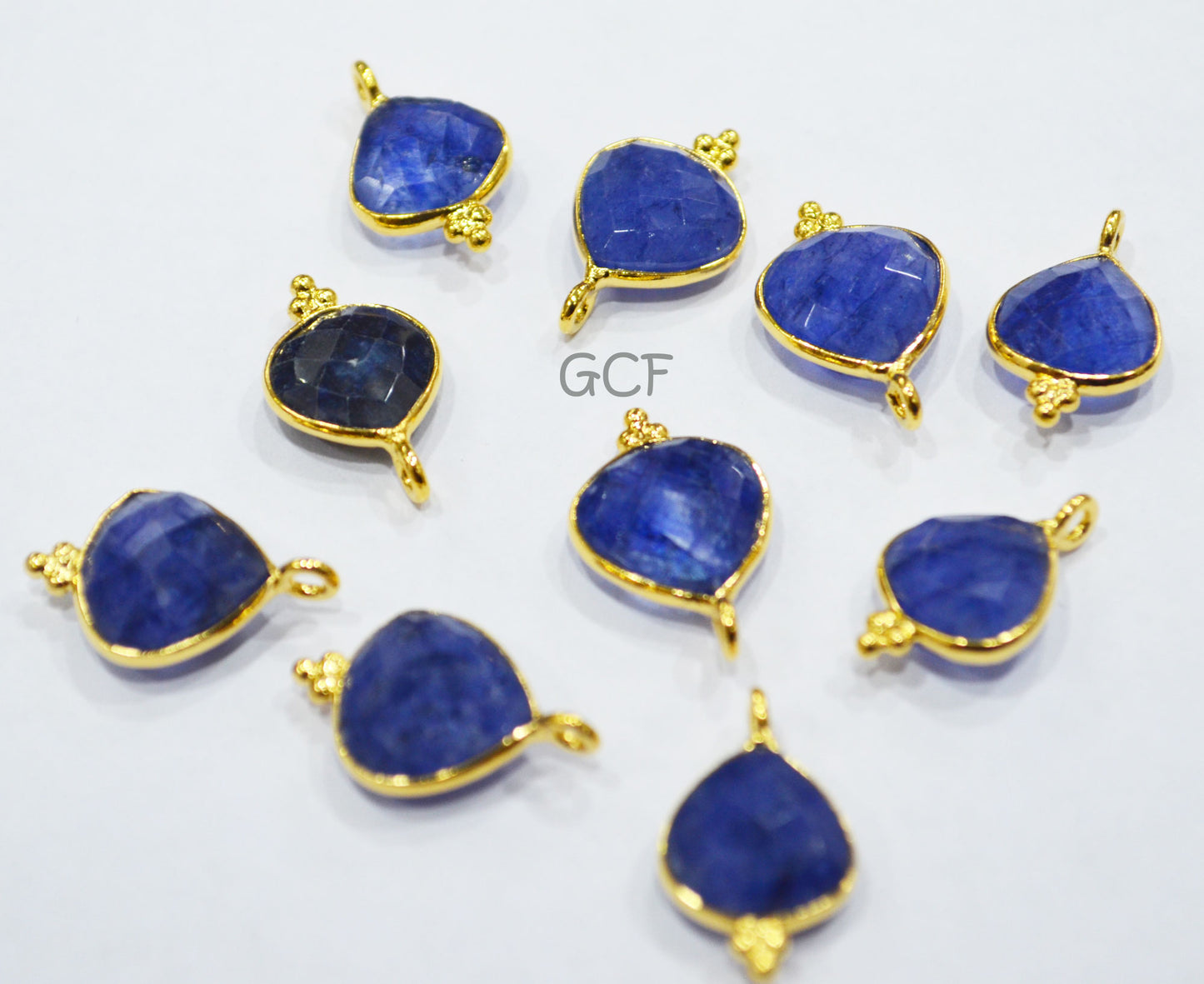 Beryl Sapphire Faceted Heart Shape Connector , Beryl Sapphire Single Bail Heart Shape Bezel Connector , Sold By Piece , 11 mm , RB-6856