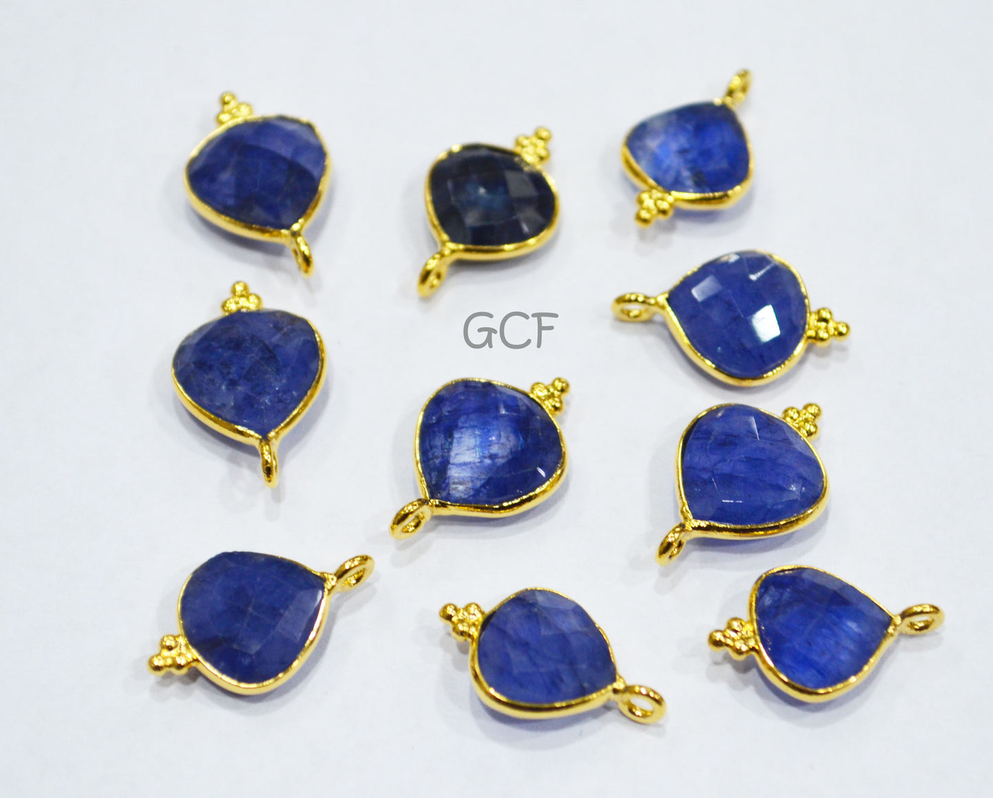 Beryl Sapphire Faceted Heart Shape Connector , Beryl Sapphire Single Bail Heart Shape Bezel Connector , Sold By Piece , 11 mm , RB-6856