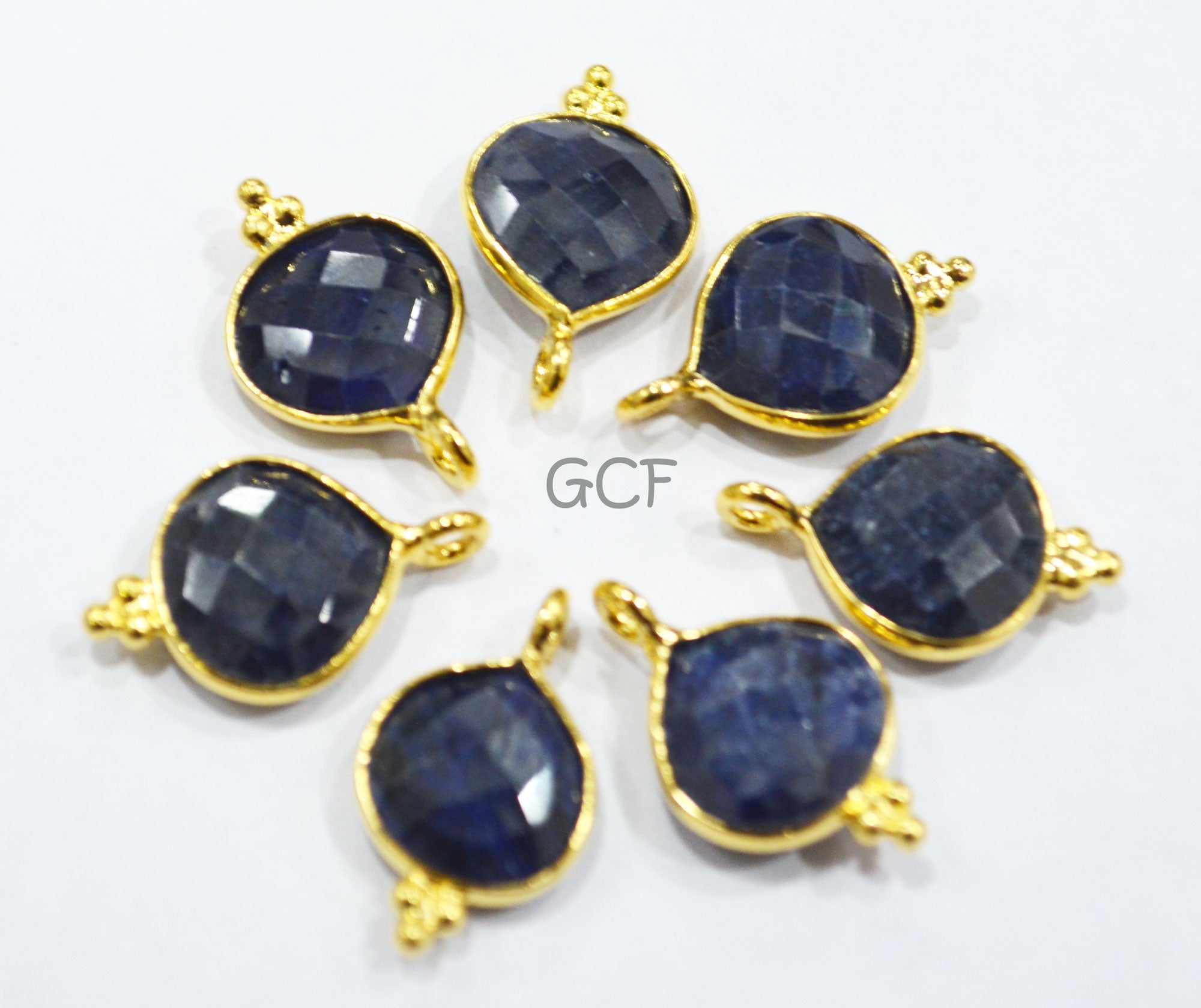Corundum Sapphire Faceted Heart Shape Connector , Corundum Sapphire Single Bail Bezel Connector , Sold By Piece , 11 mm , RB-6857