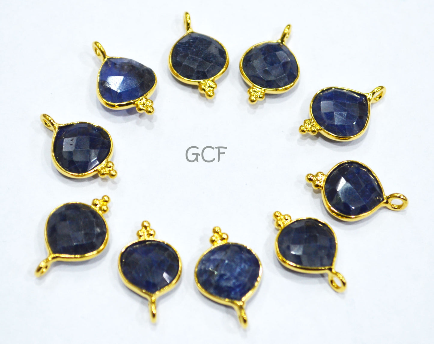 Corundum Sapphire Faceted Heart Shape Connector , Corundum Sapphire Single Bail Bezel Connector , Sold By Piece , 11 mm , RB-6857