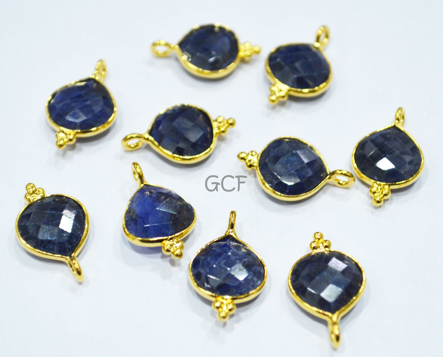 Corundum Sapphire Faceted Heart Shape Connector , Corundum Sapphire Single Bail Bezel Connector , Sold By Piece , 11 mm , RB-6857