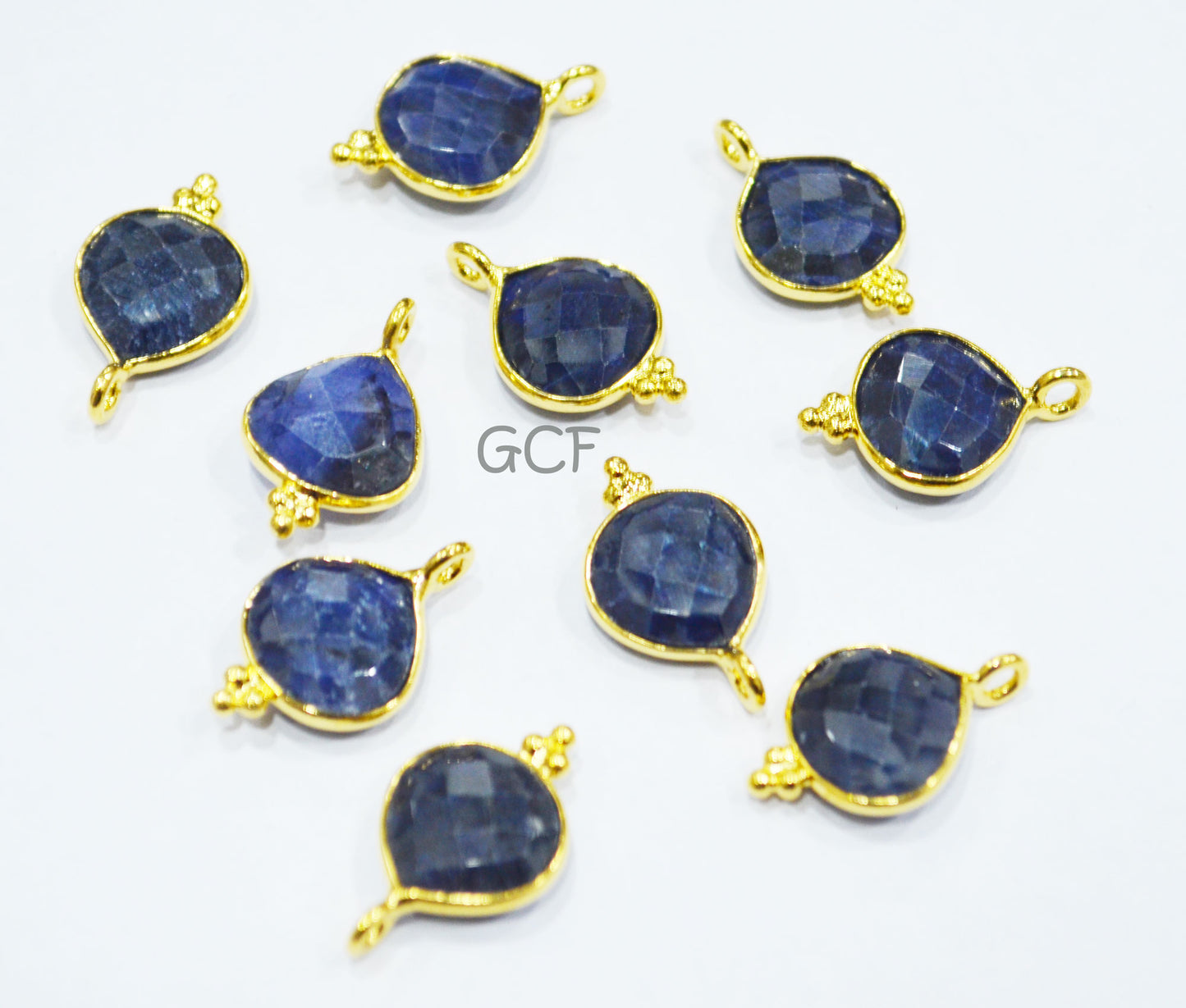 Corundum Sapphire Faceted Heart Shape Connector , Corundum Sapphire Single Bail Bezel Connector , Sold By Piece , 11 mm , RB-6857