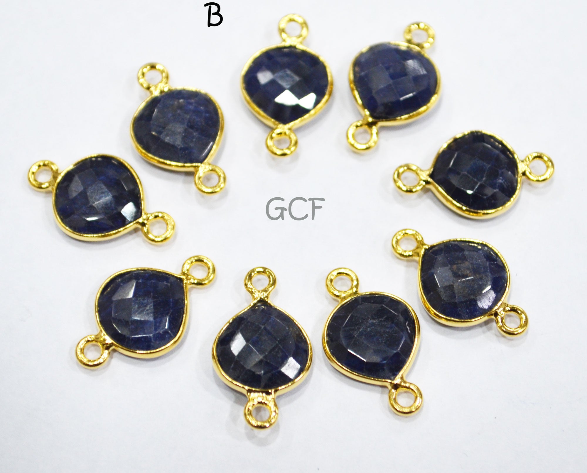 Corundum Sapphire Faceted Heart Shape Connector , Corundum Sapphire Heart Shape Bezel Connector , Sold By Piece , 11 mm , RB-6858