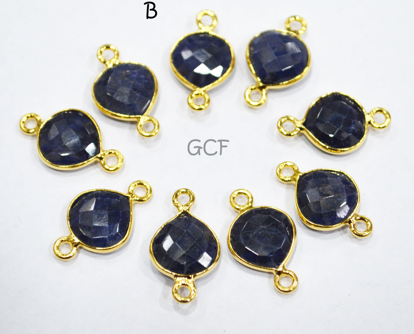 Corundum Sapphire Faceted Heart Shape Connector , Corundum Sapphire Heart Shape Bezel Connector , Sold By Piece , 11 mm , RB-6858