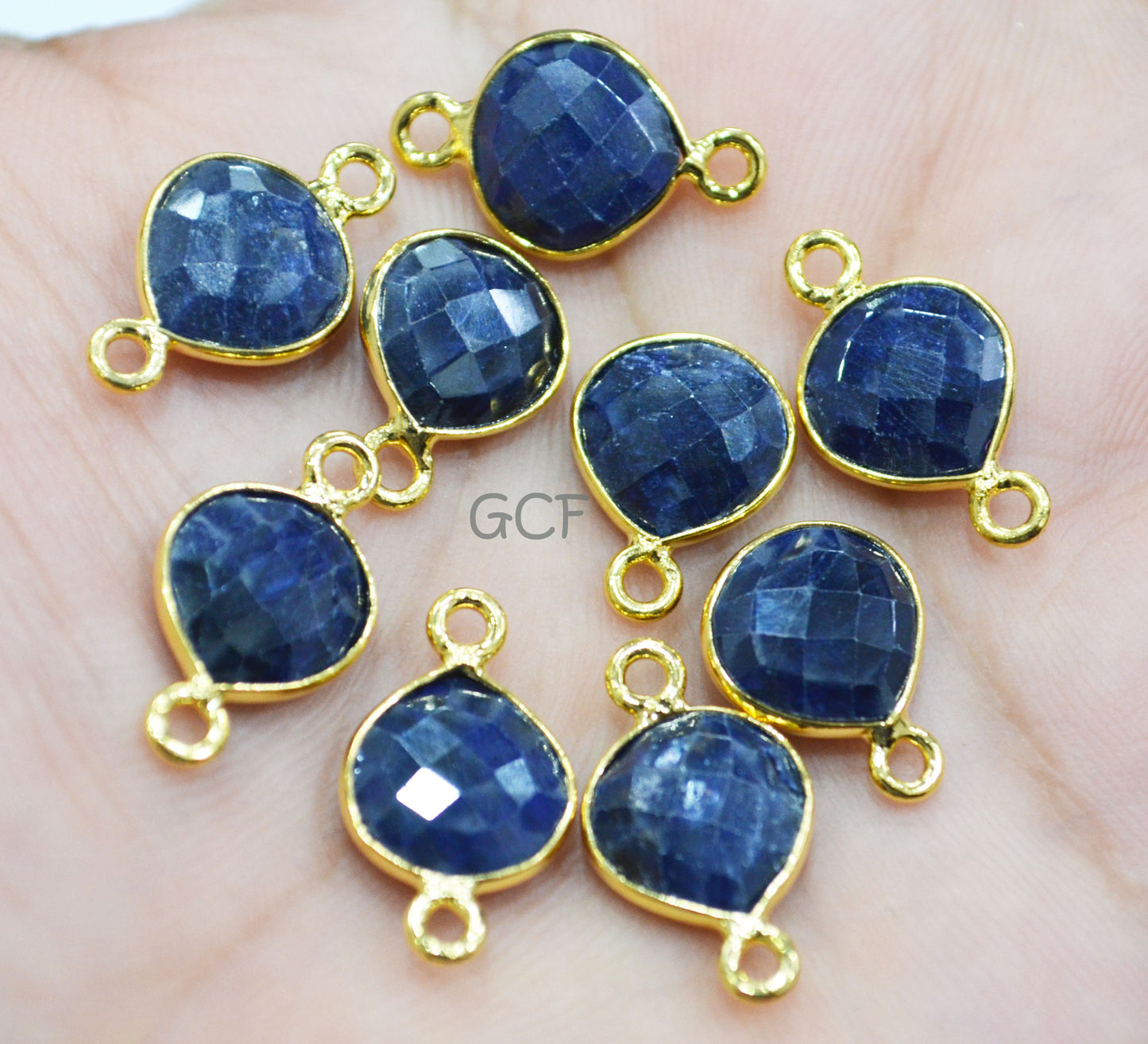 Corundum Sapphire Faceted Heart Shape Connector , Corundum Sapphire Heart Shape Bezel Connector , Sold By Piece , 11 mm , RB-6858