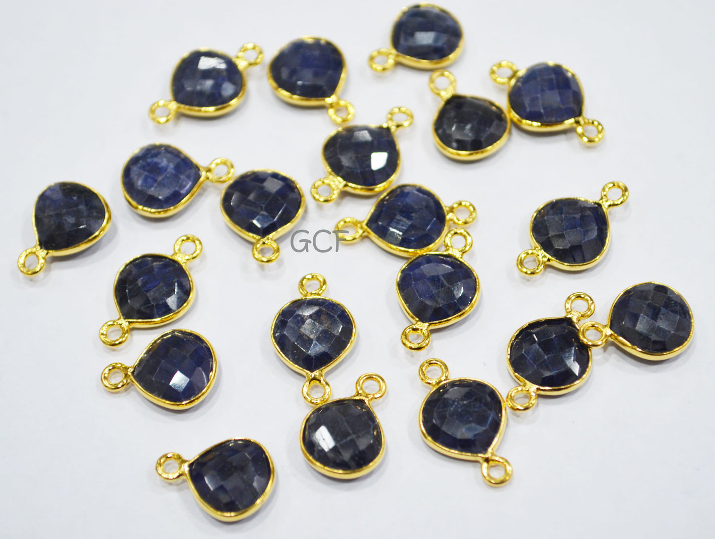 Corundum Sapphire Faceted Heart Shape Connector , Corundum Sapphire Heart Shape Bezel Connector , Sold By Piece , 11 mm , RB-6858