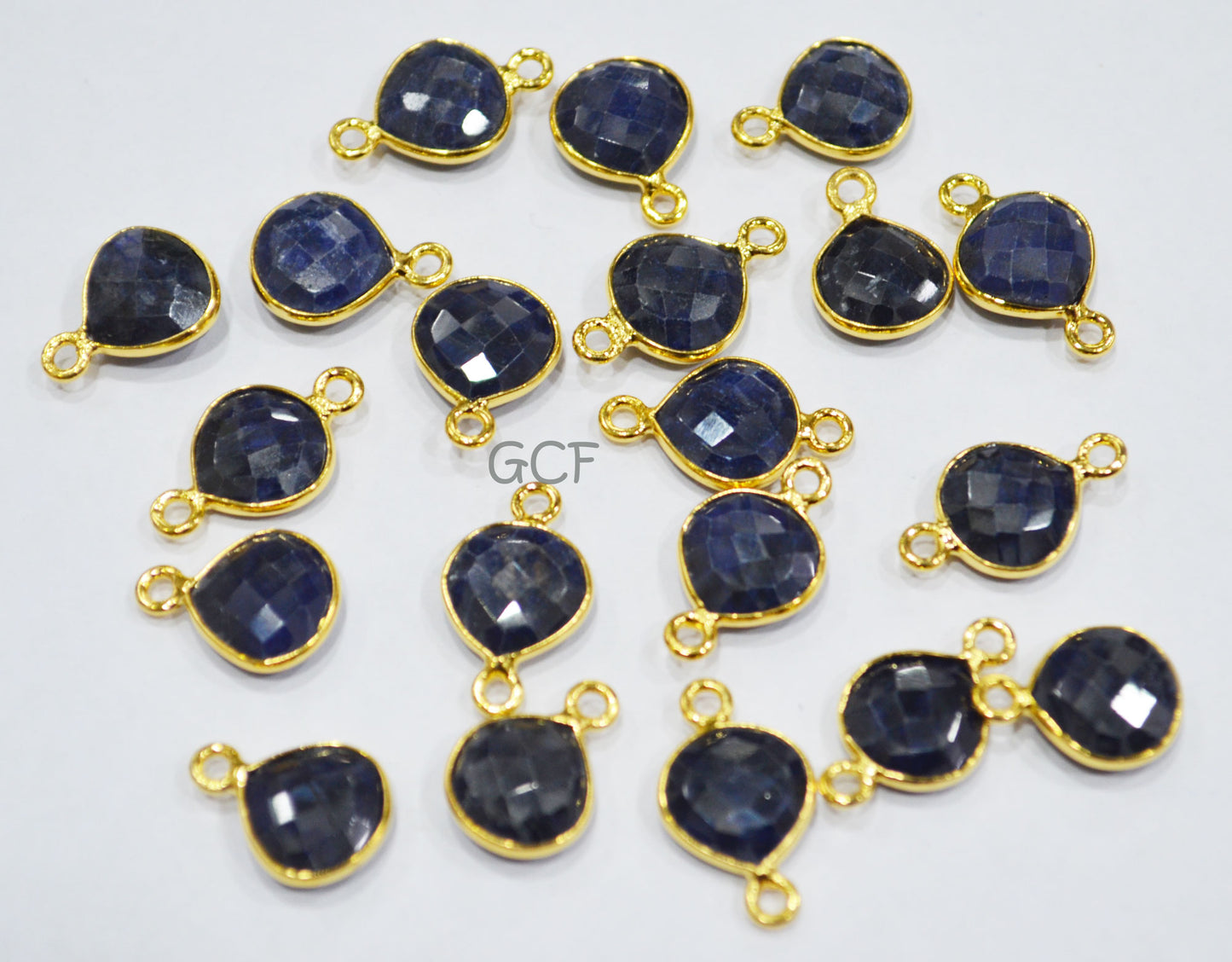 Corundum Sapphire Faceted Heart Shape Connector , Corundum Sapphire Heart Shape Bezel Connector , Sold By Piece , 11 mm , RB-6858
