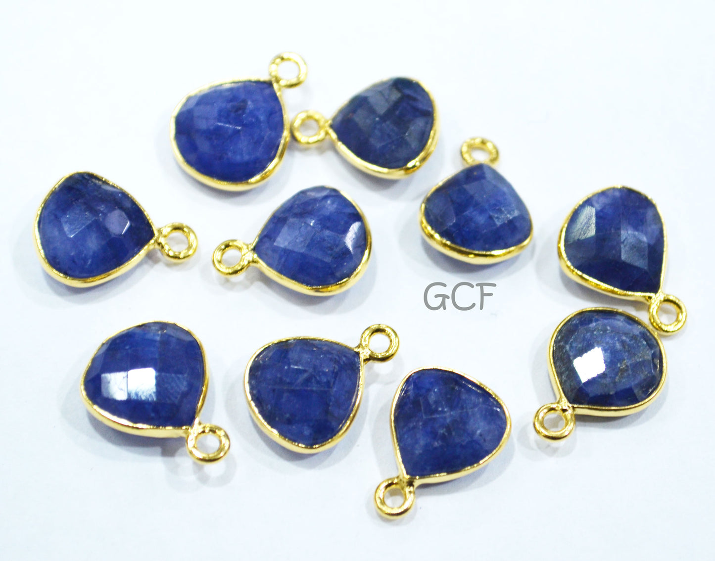 Beryl Sapphire Faceted Heart Shape Connector , Beryl Sapphire Single Bail Heart Shape Bezel Connector , Sold By Piece , 11 mm , RB-6859