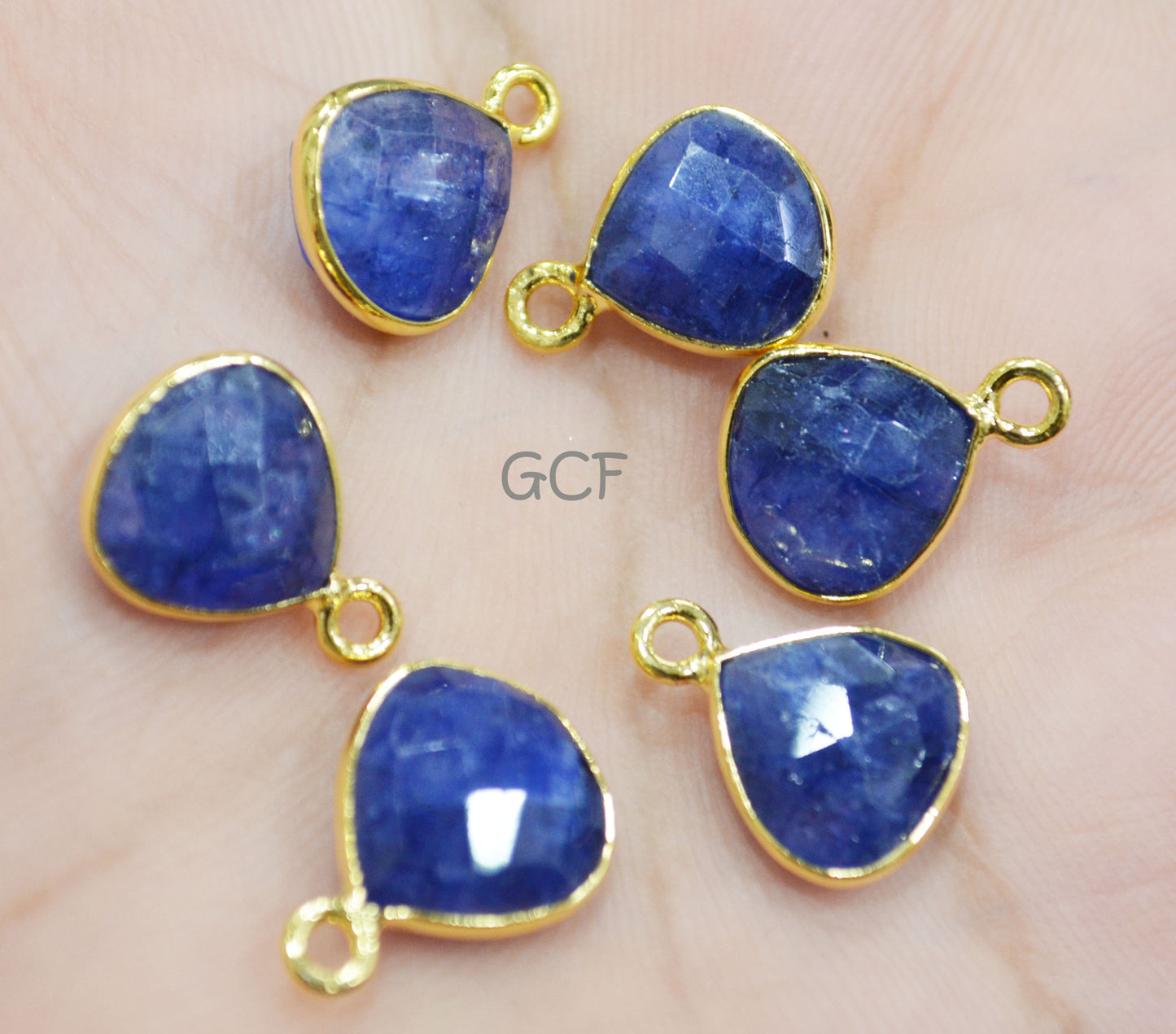 Beryl Sapphire Faceted Heart Shape Connector , Beryl Sapphire Single Bail Heart Shape Bezel Connector , Sold By Piece , 11 mm , RB-6859