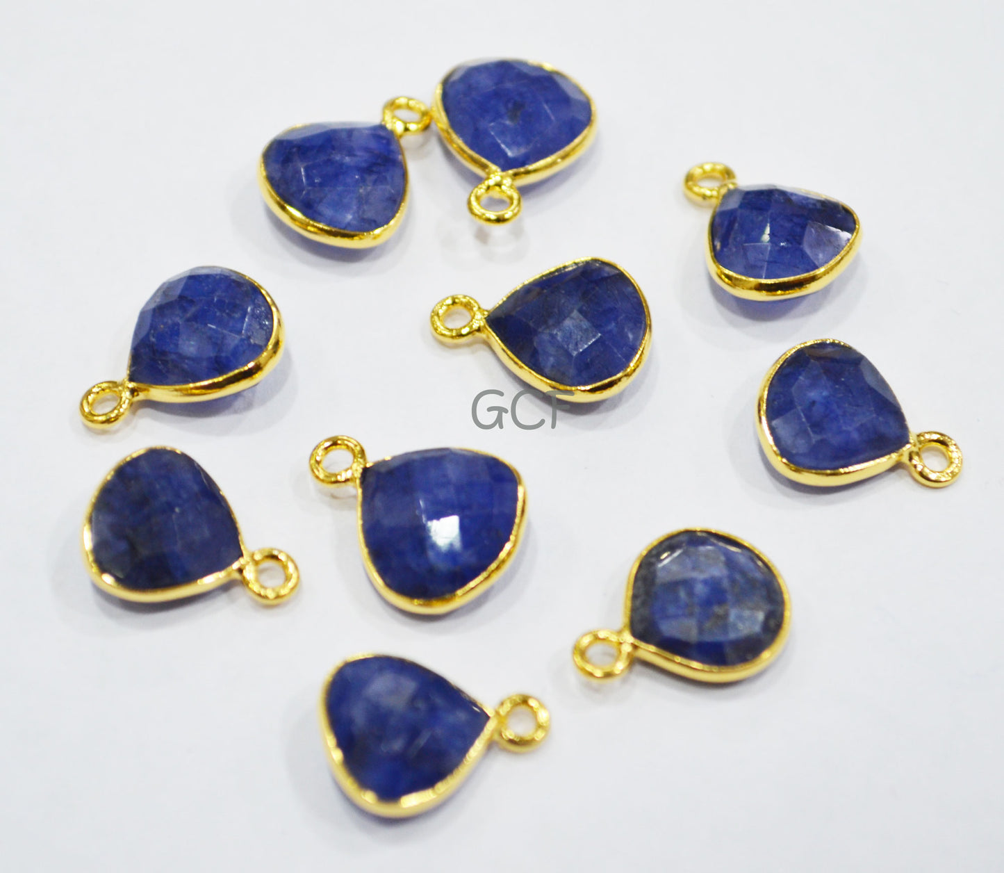 Beryl Sapphire Faceted Heart Shape Connector , Beryl Sapphire Single Bail Heart Shape Bezel Connector , Sold By Piece , 11 mm , RB-6859