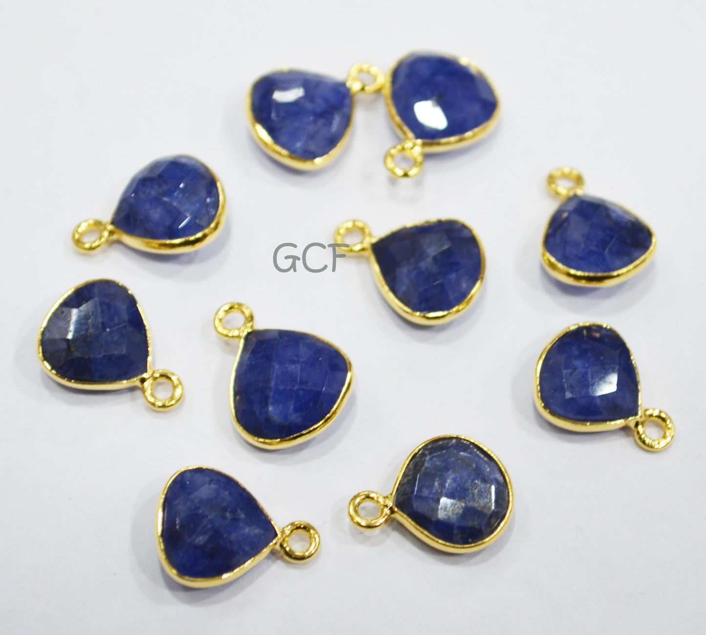 Beryl Sapphire Faceted Heart Shape Connector , Beryl Sapphire Single Bail Heart Shape Bezel Connector , Sold By Piece , 11 mm , RB-6859